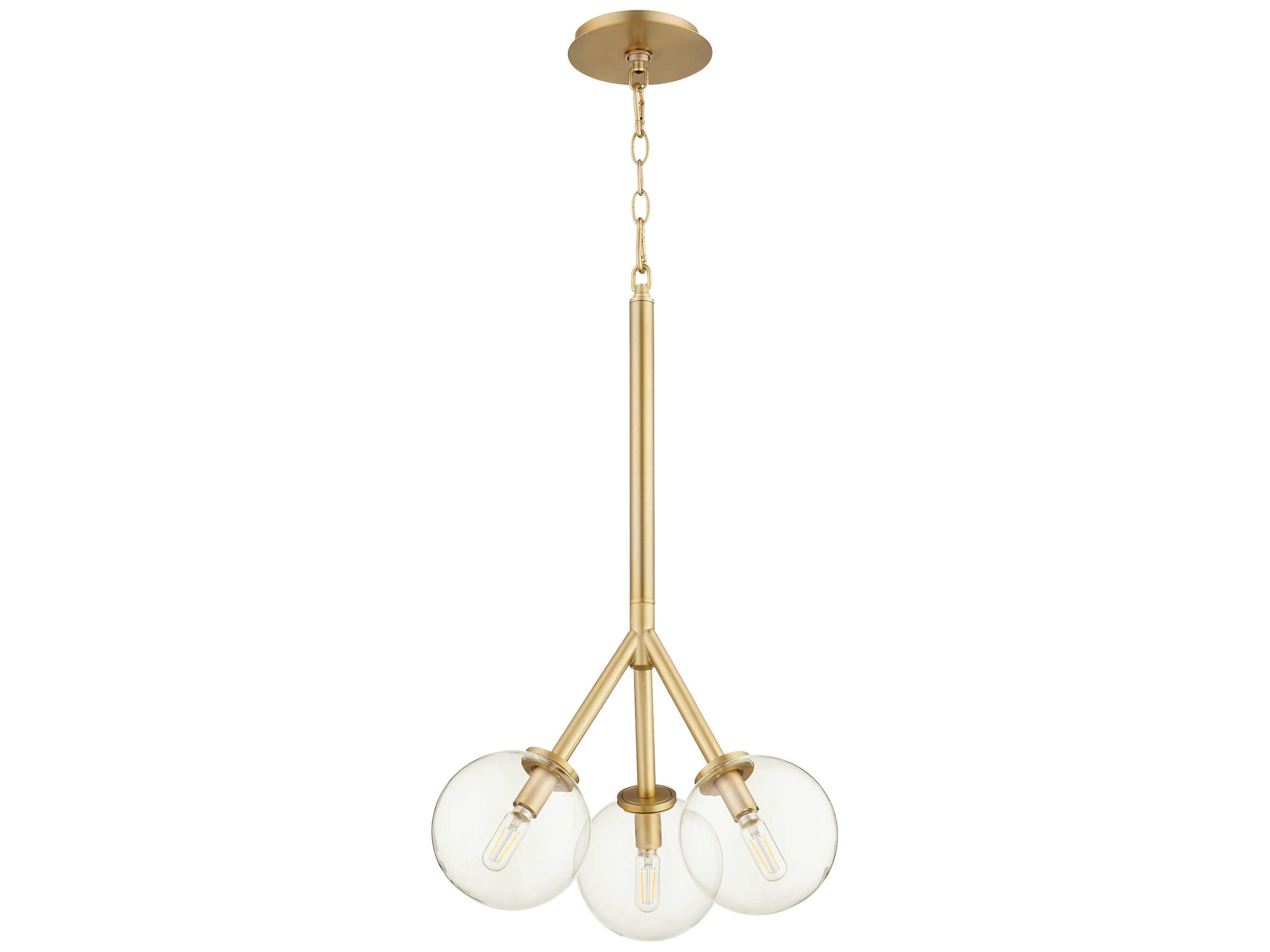 Rovi 3-Light Aged Brass Glass Globe Pendant