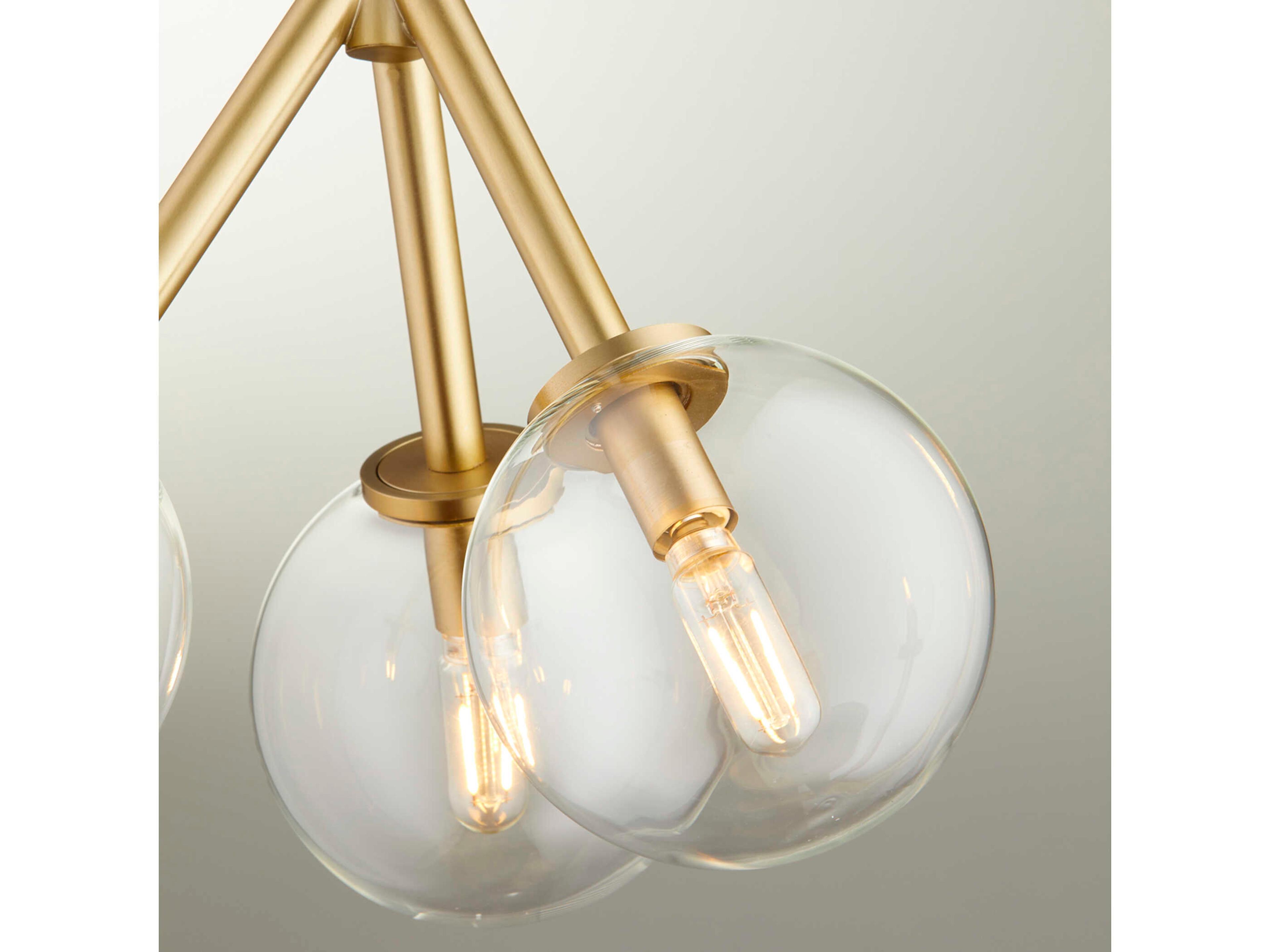 Quorum Rovi 3-Light Aged Brass Glass Globe Pendant