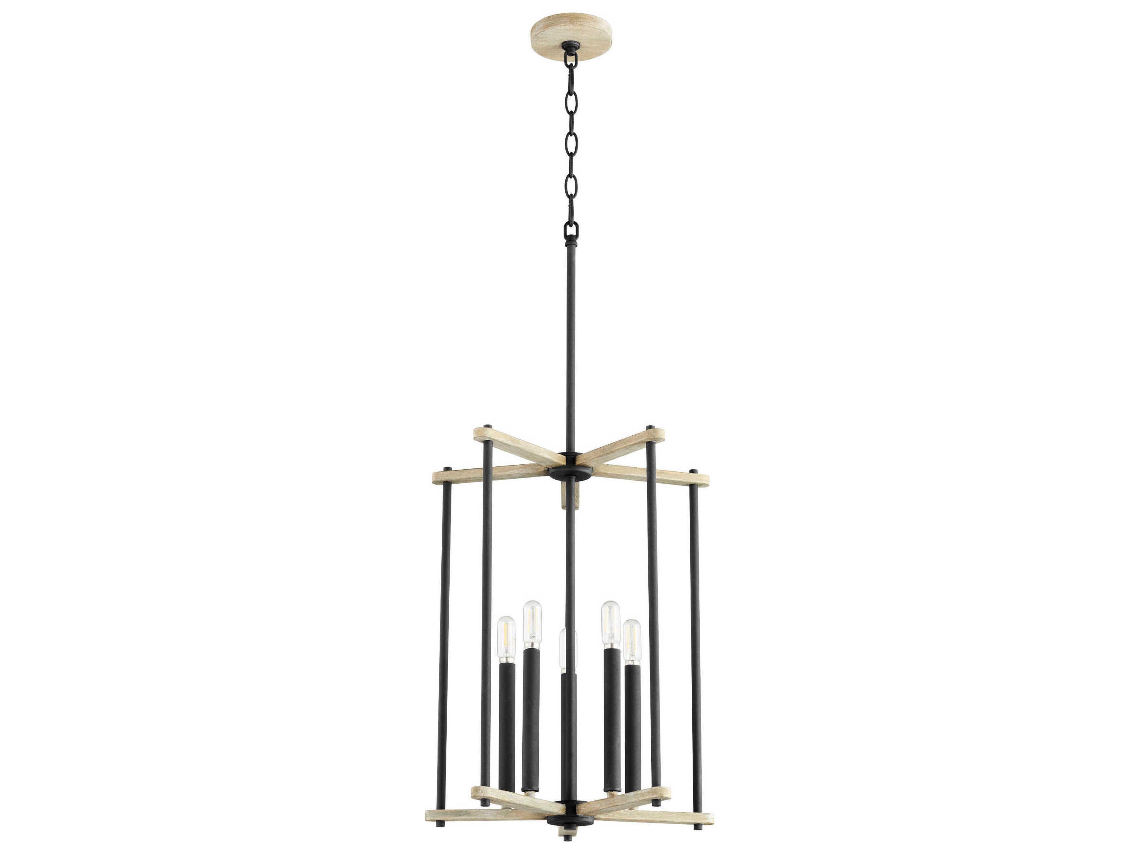 Silva 5-Light Noir With Weathered Oak Black Geometric Pendant