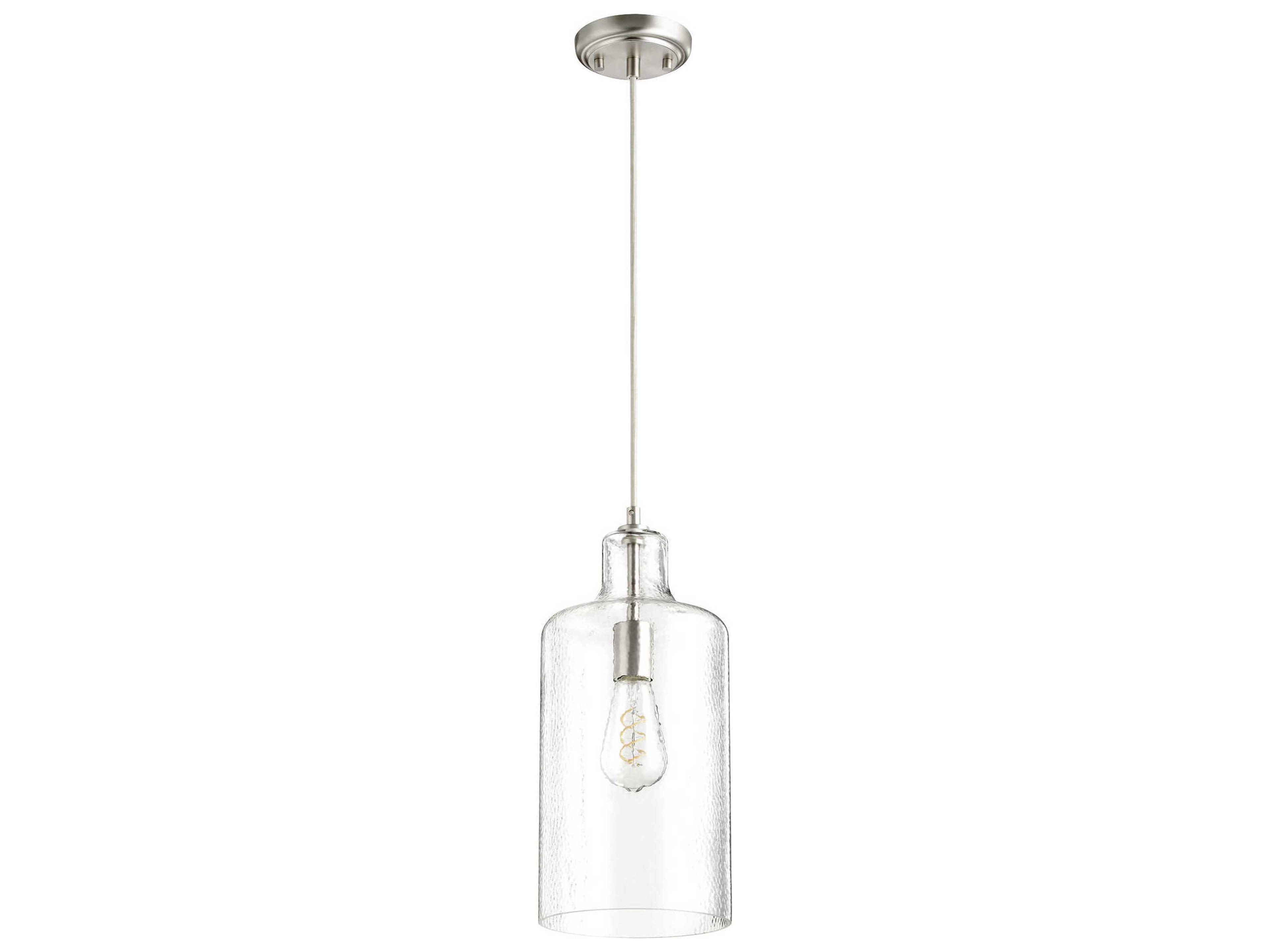1-Light Satin Nickel Cylinder Mini Pendant