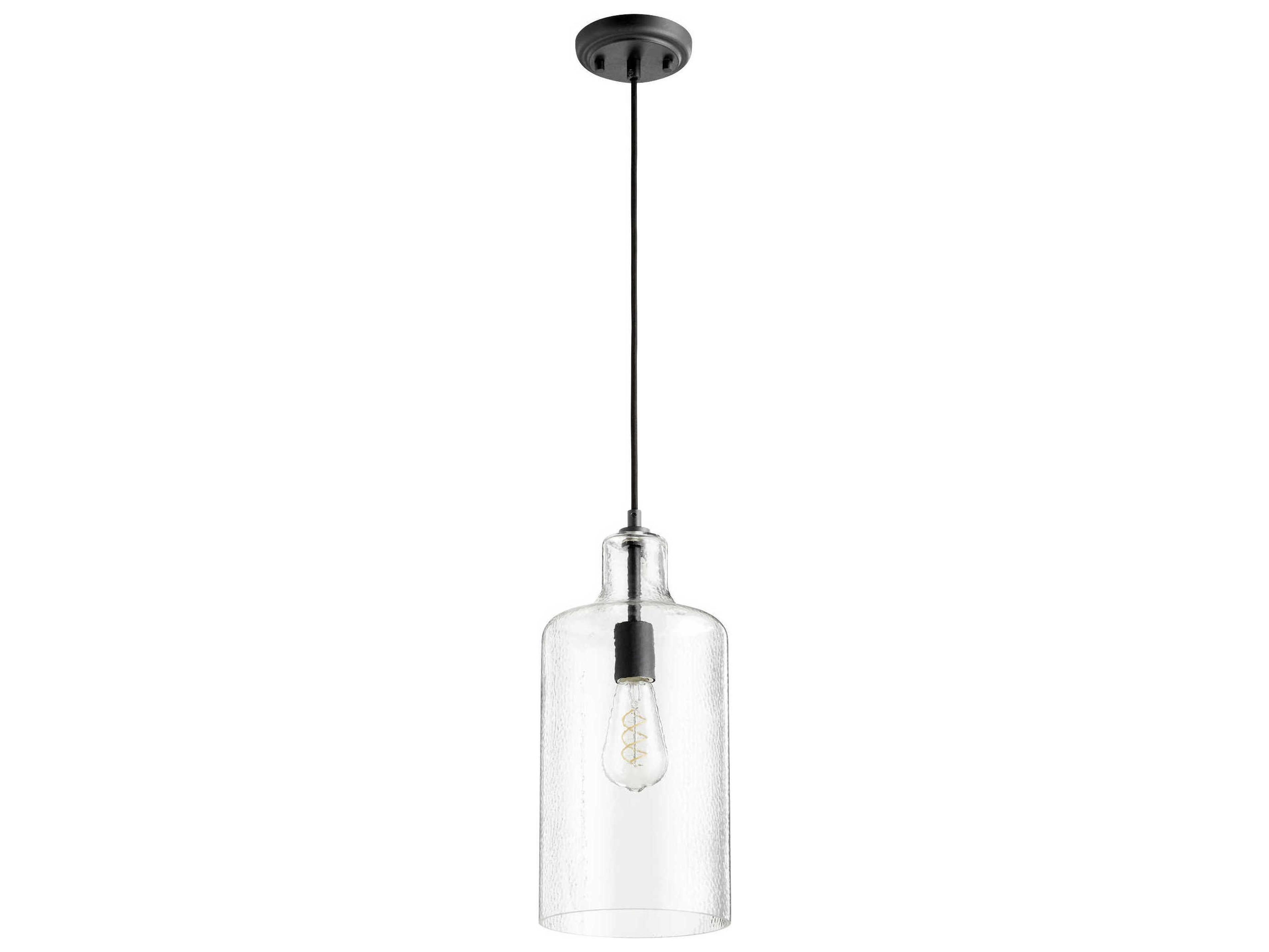 1-Light Noir Clear Cylinder Mini Pendant