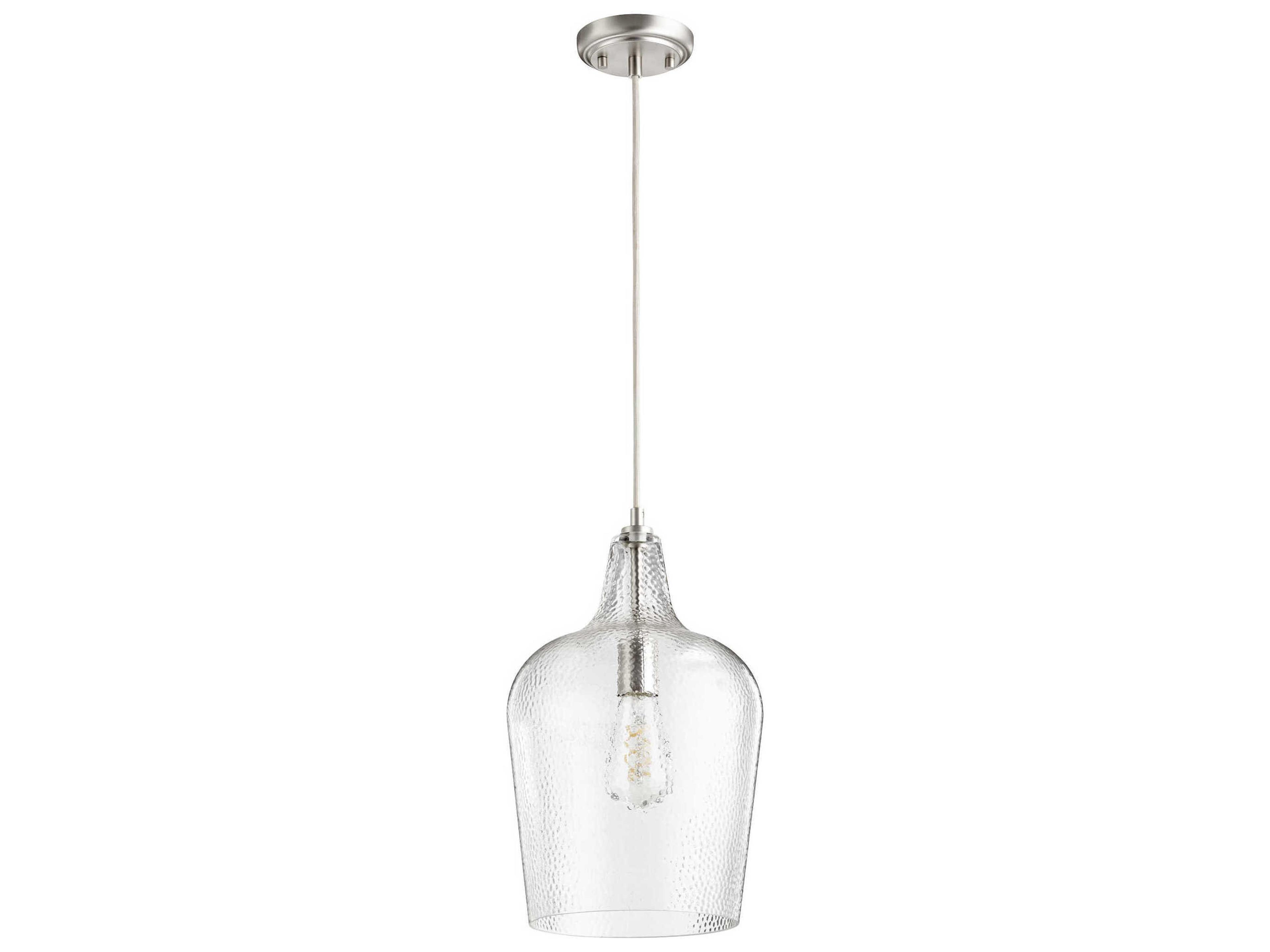 1-Light Satin Nickel Bell Mini Pendant