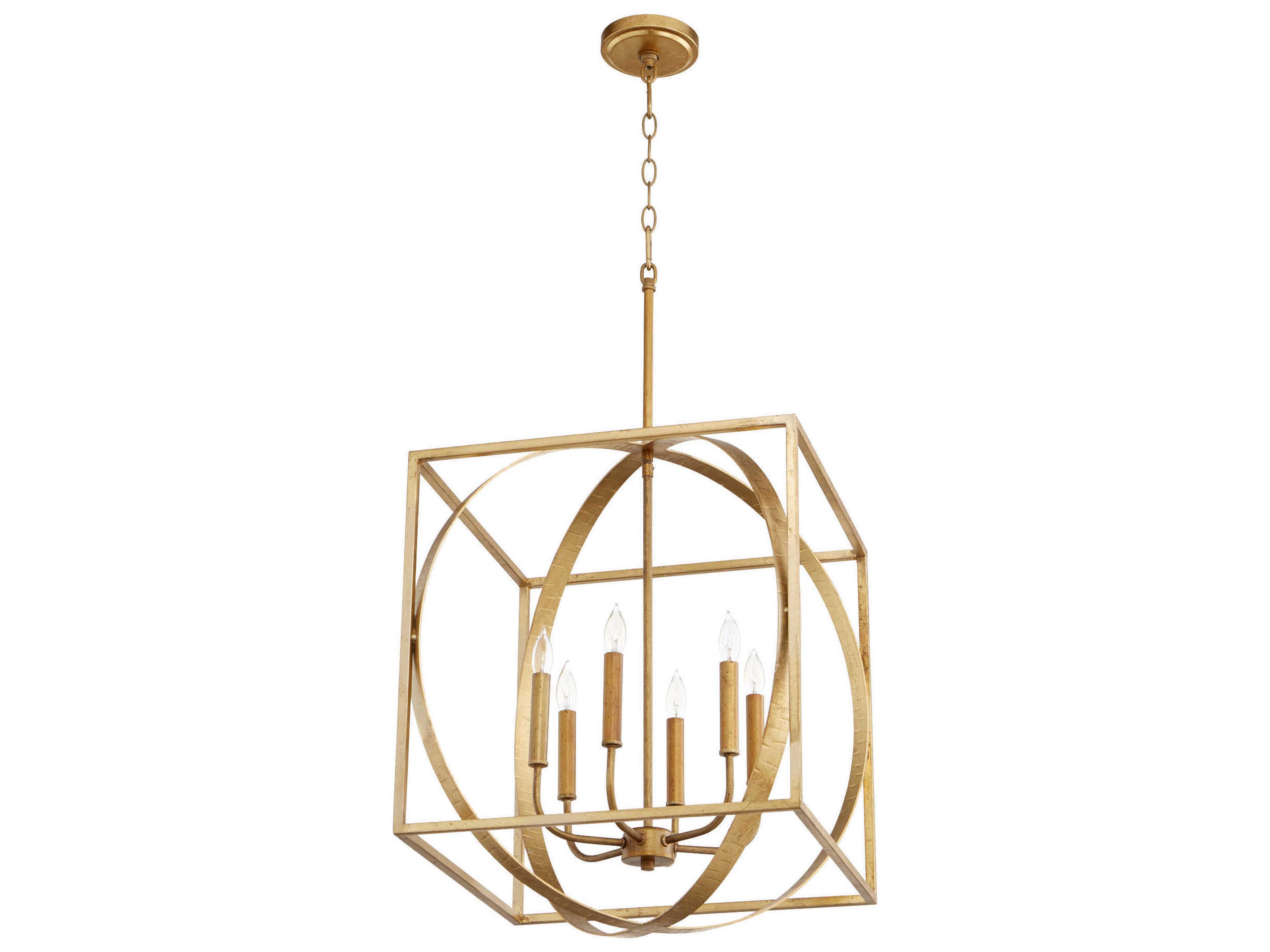 6-Light Gold Leaf Candelabra Chandelier