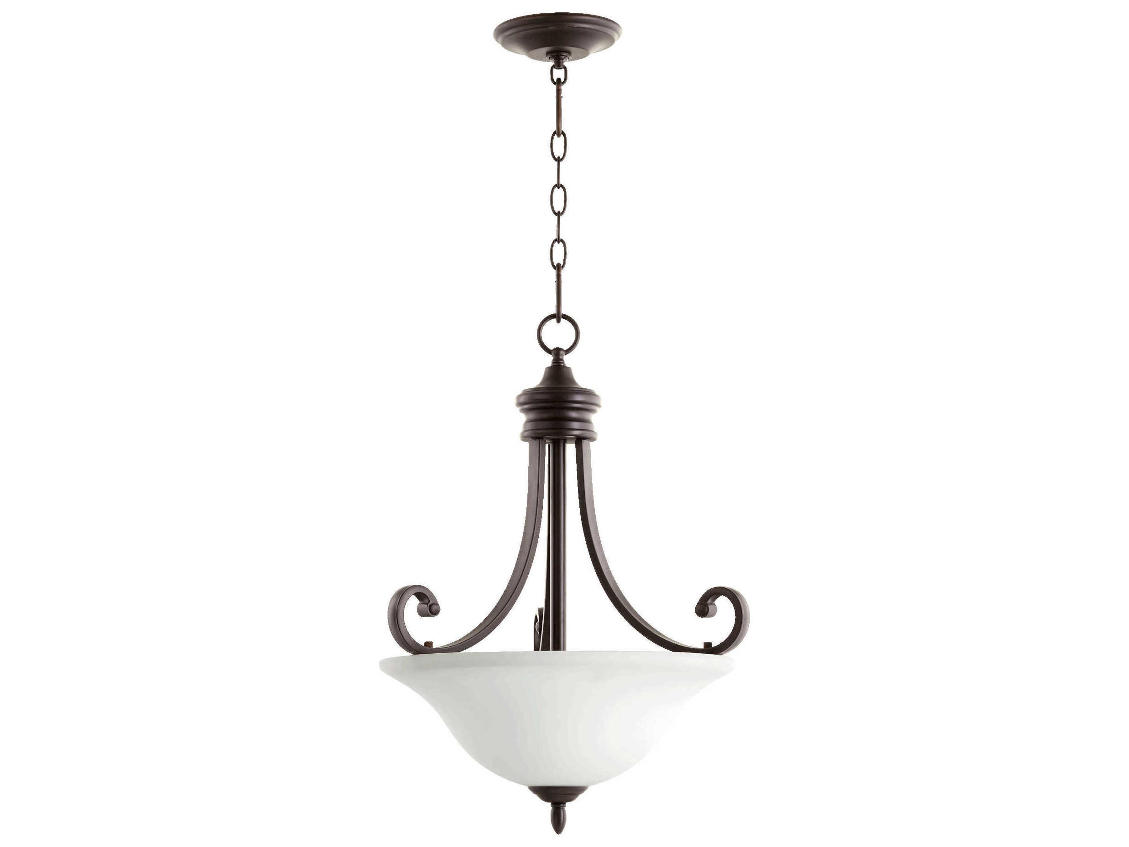 Bryant 3-Light Oiled Bronze With Satin Opal Bowl Pendant