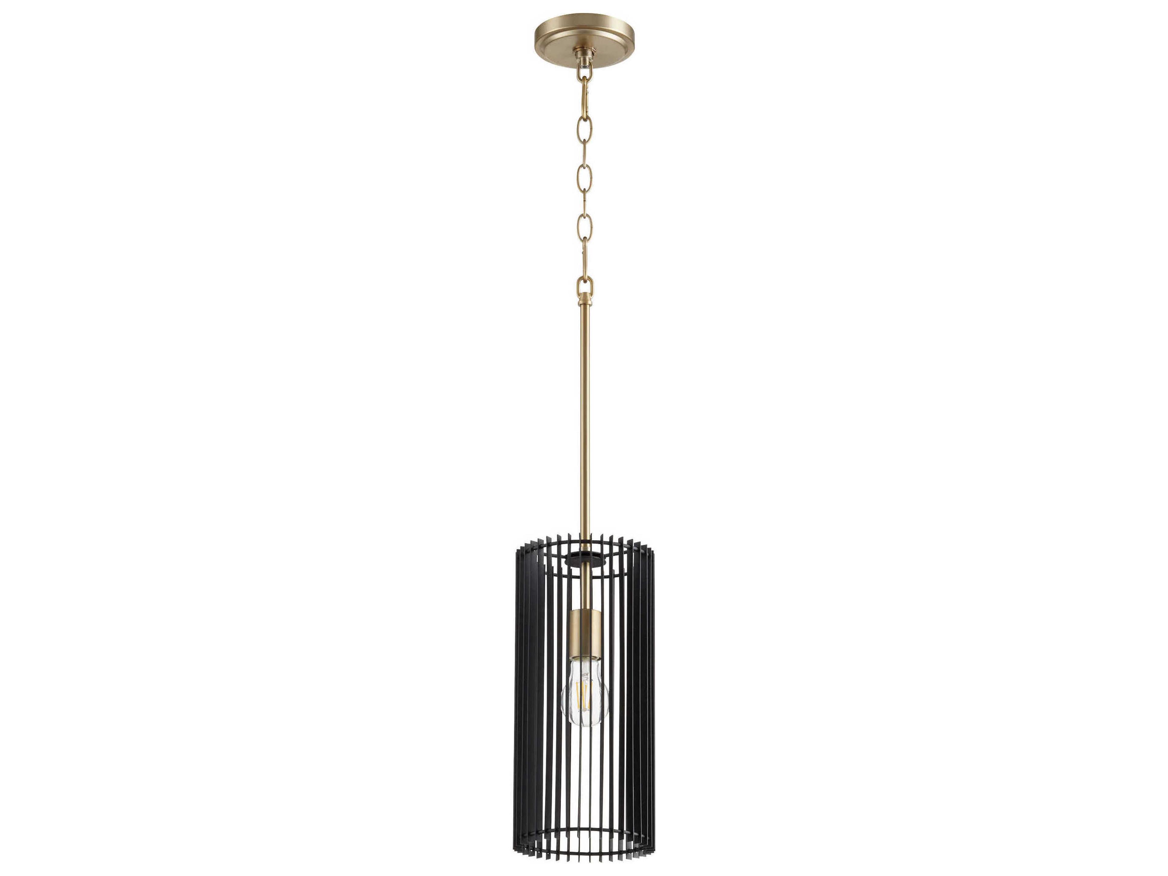 Finura 1-Light Aged Brass Cylinder Mini Pendant