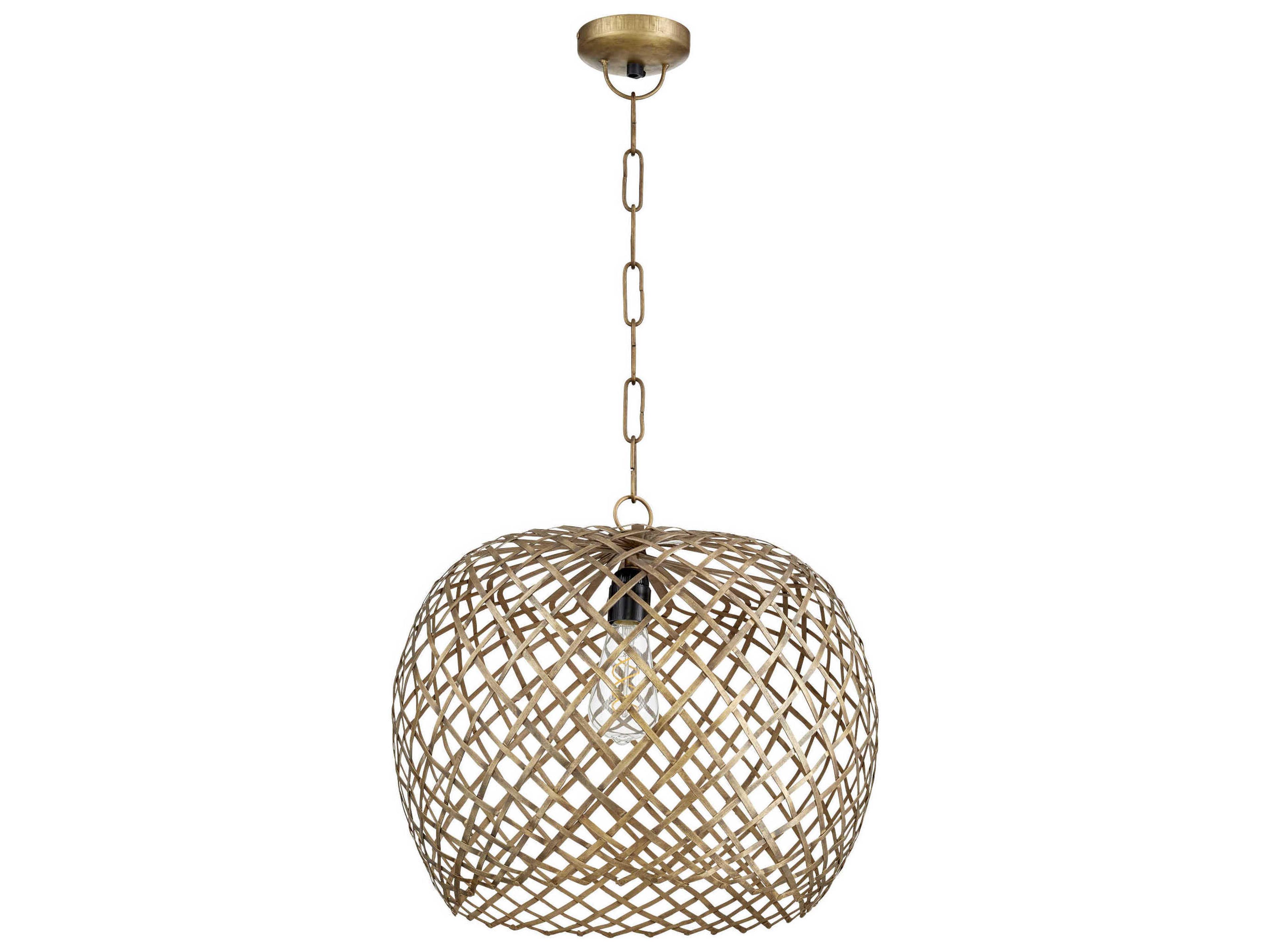 1-Light Artisan's Brass Drum Pendant