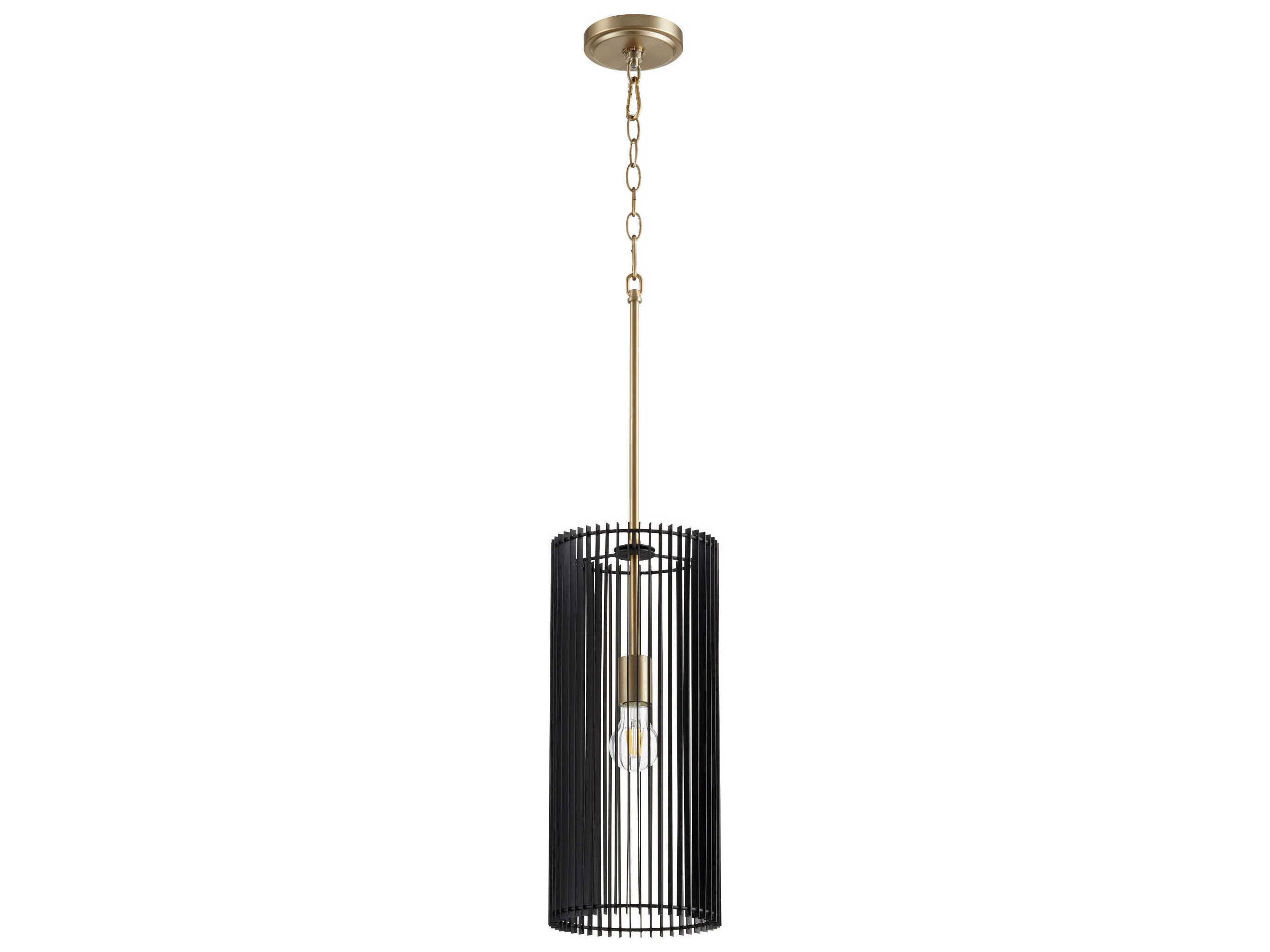 Finura 1-Light Aged Brass Cylinder Mini Pendant