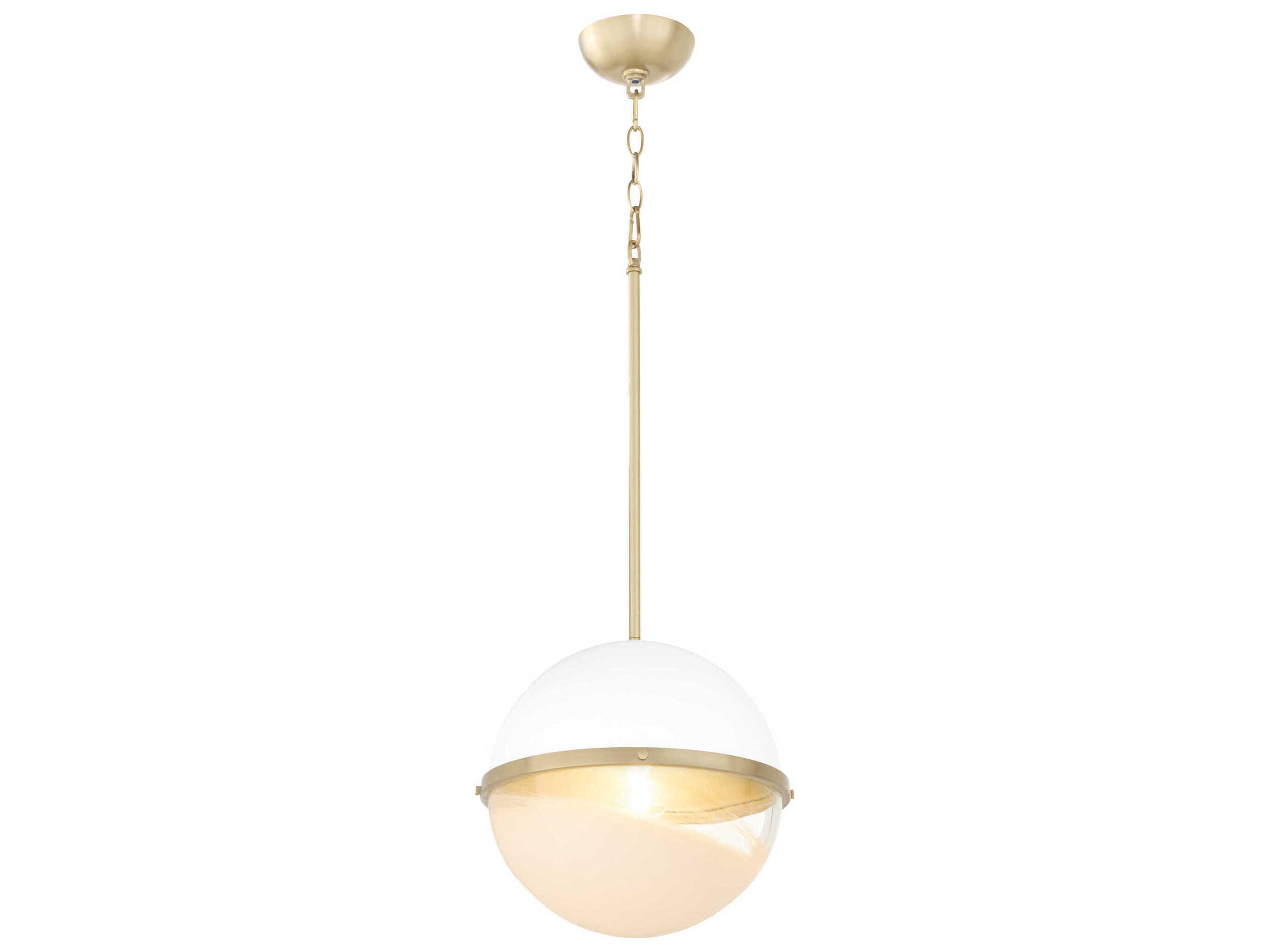 Quorum 1-Light Studio White Aged Brass Globe Pendant