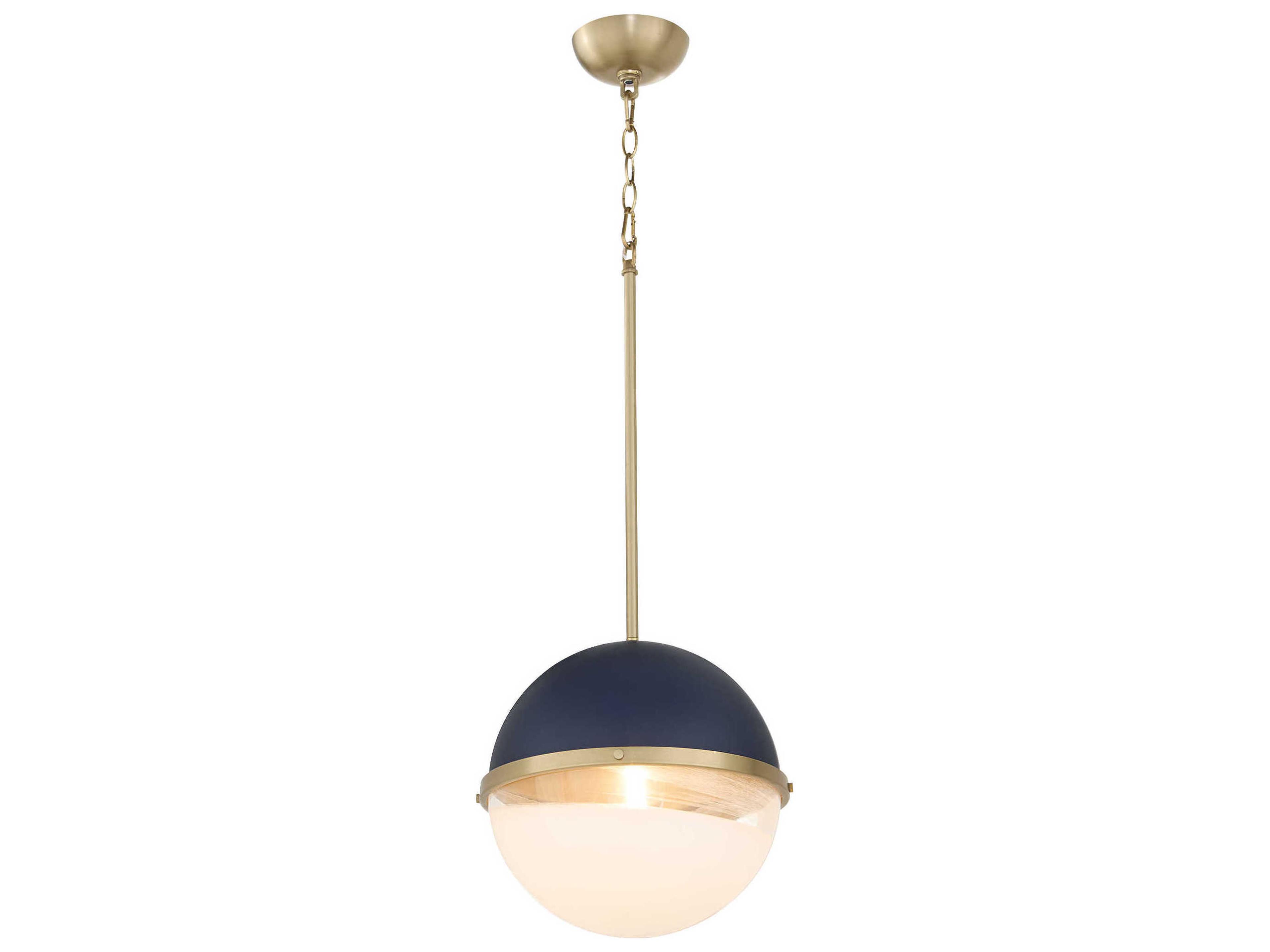 Quorum 1-Light Blue Aged Brass Globe Pendant