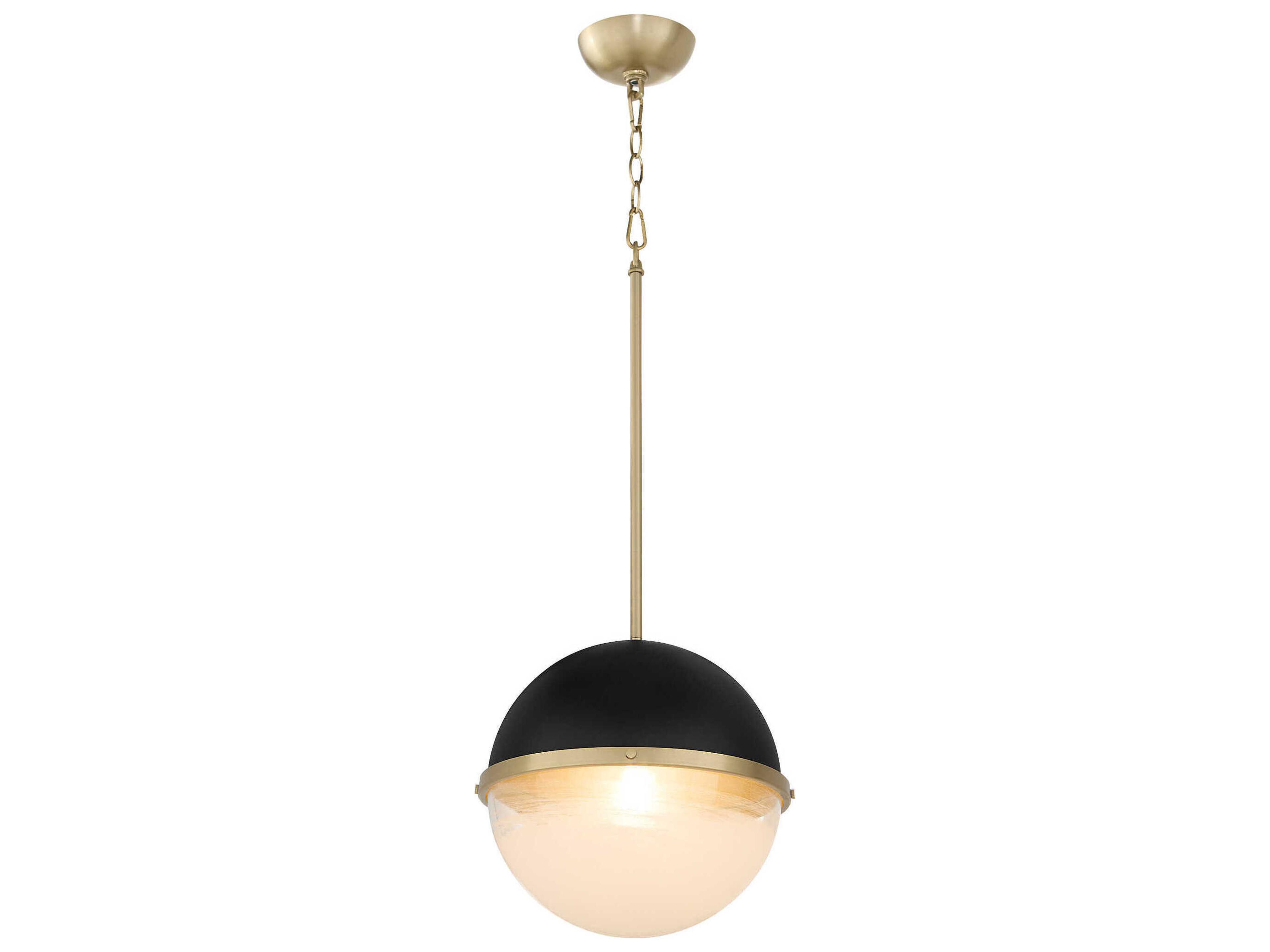 Quorum 1-Light Textured Black Aged Brass Globe Pendant