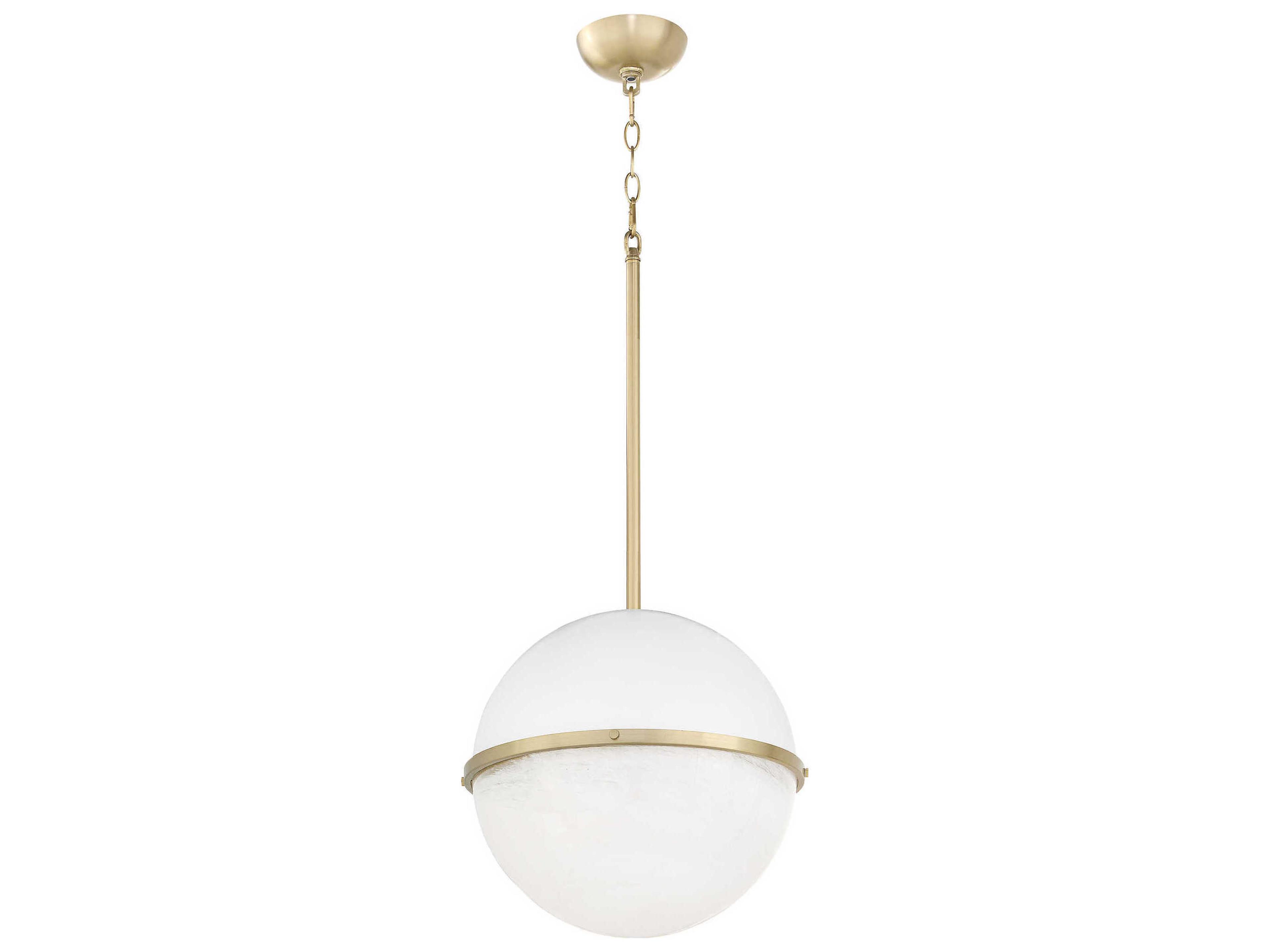 1-Light Studio White Aged Brass Globe Pendant