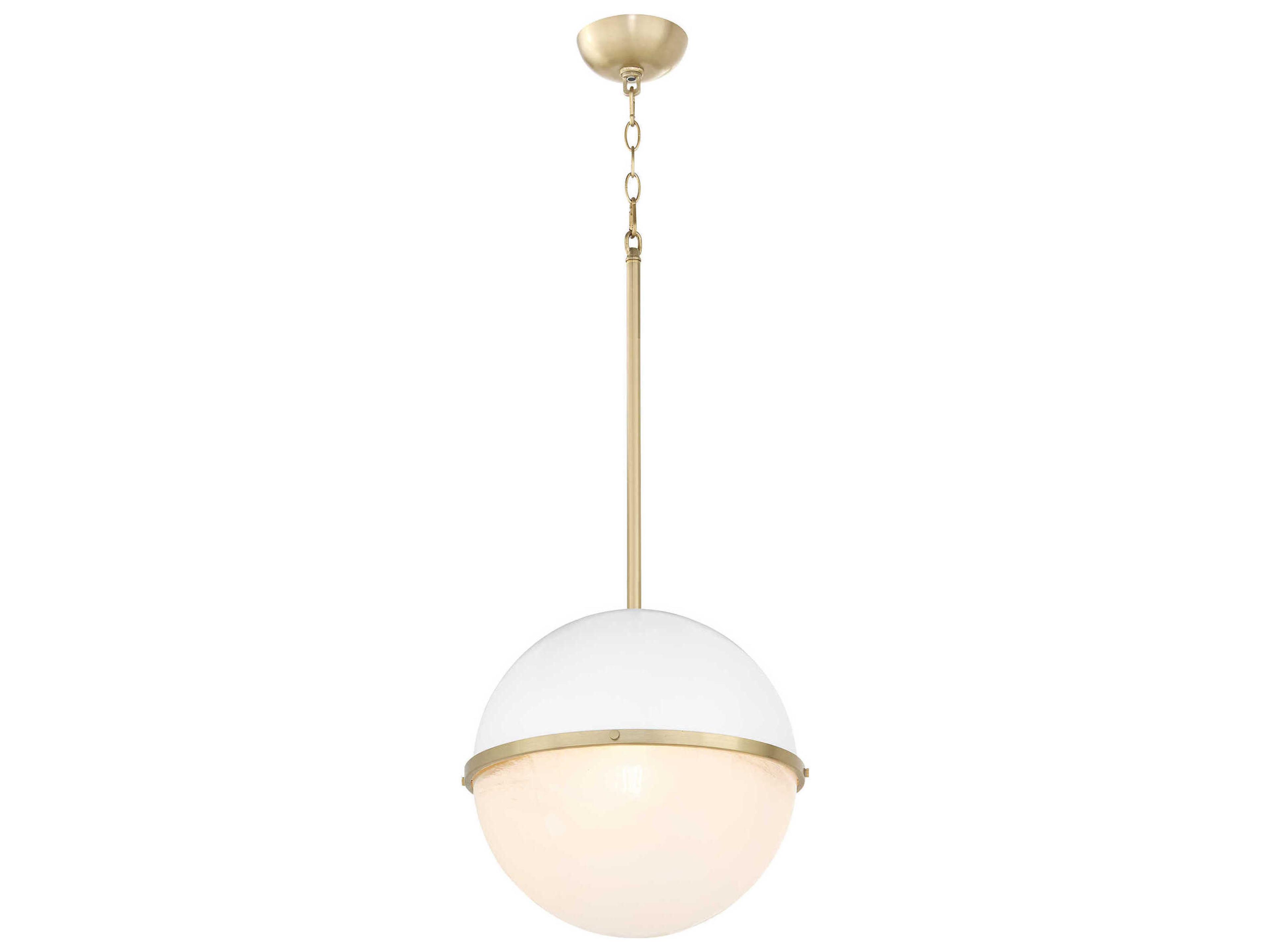Quorum 1-Light Studio White Aged Brass Globe Pendant