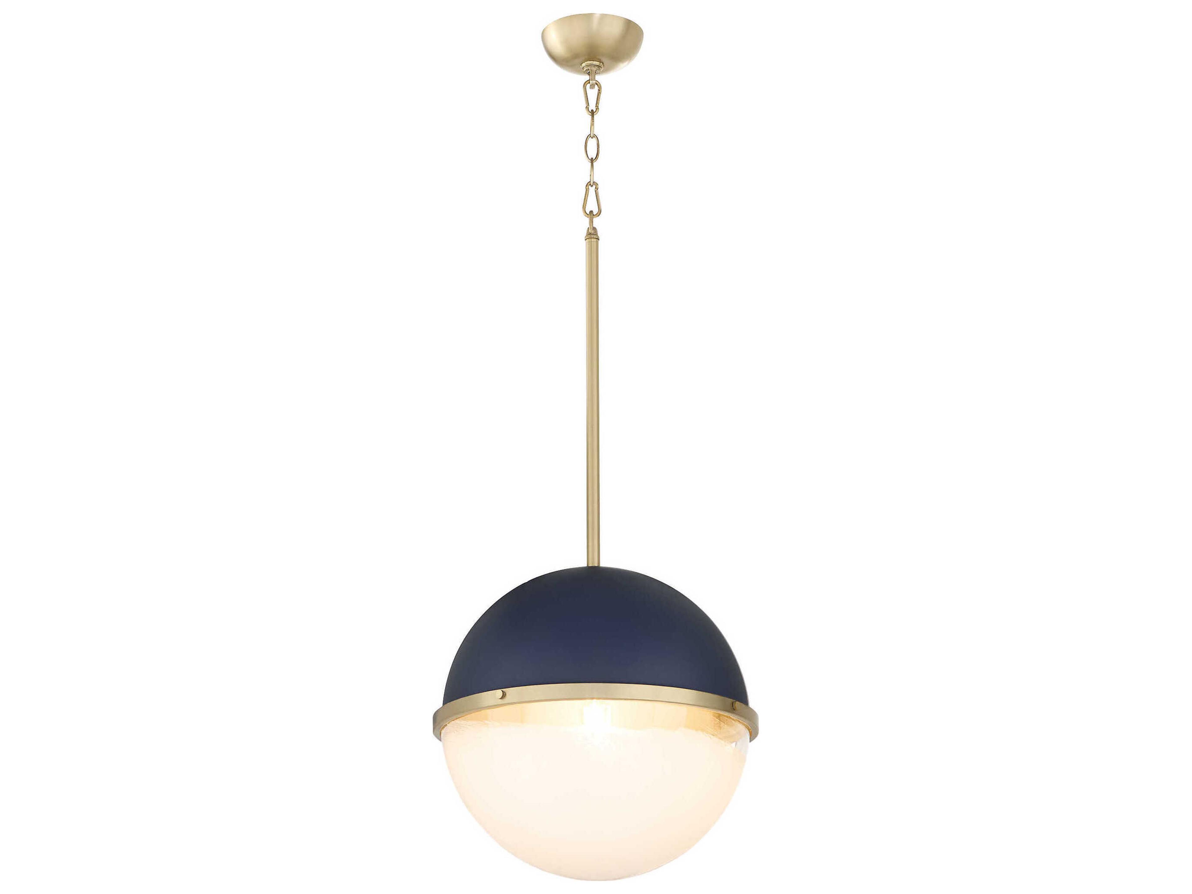 Quorum 1-Light Blue Aged Brass Globe Pendant