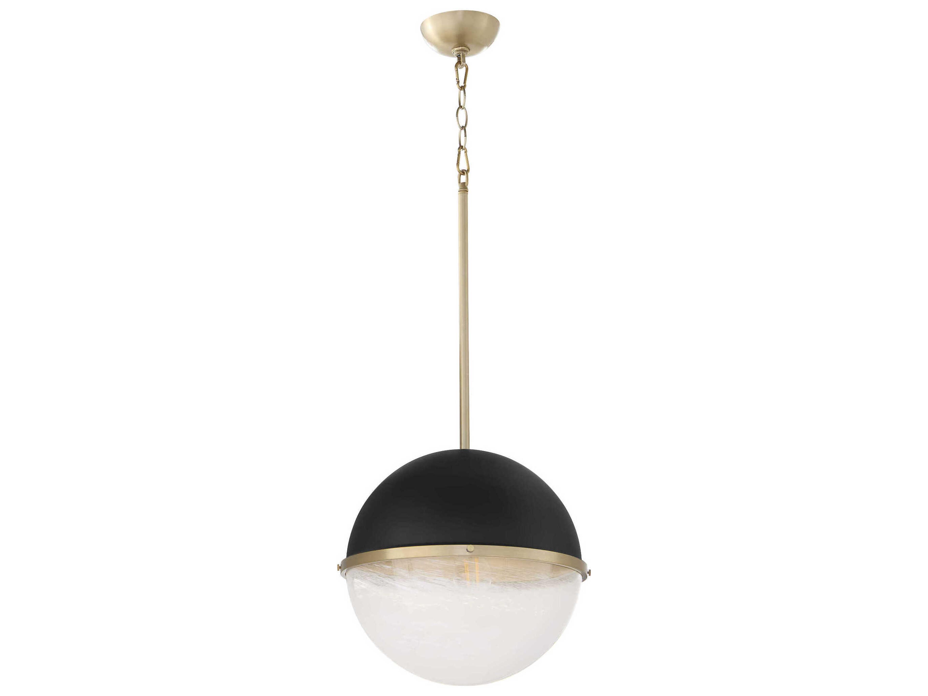 1-Light Textured Black Aged Brass Globe Pendant