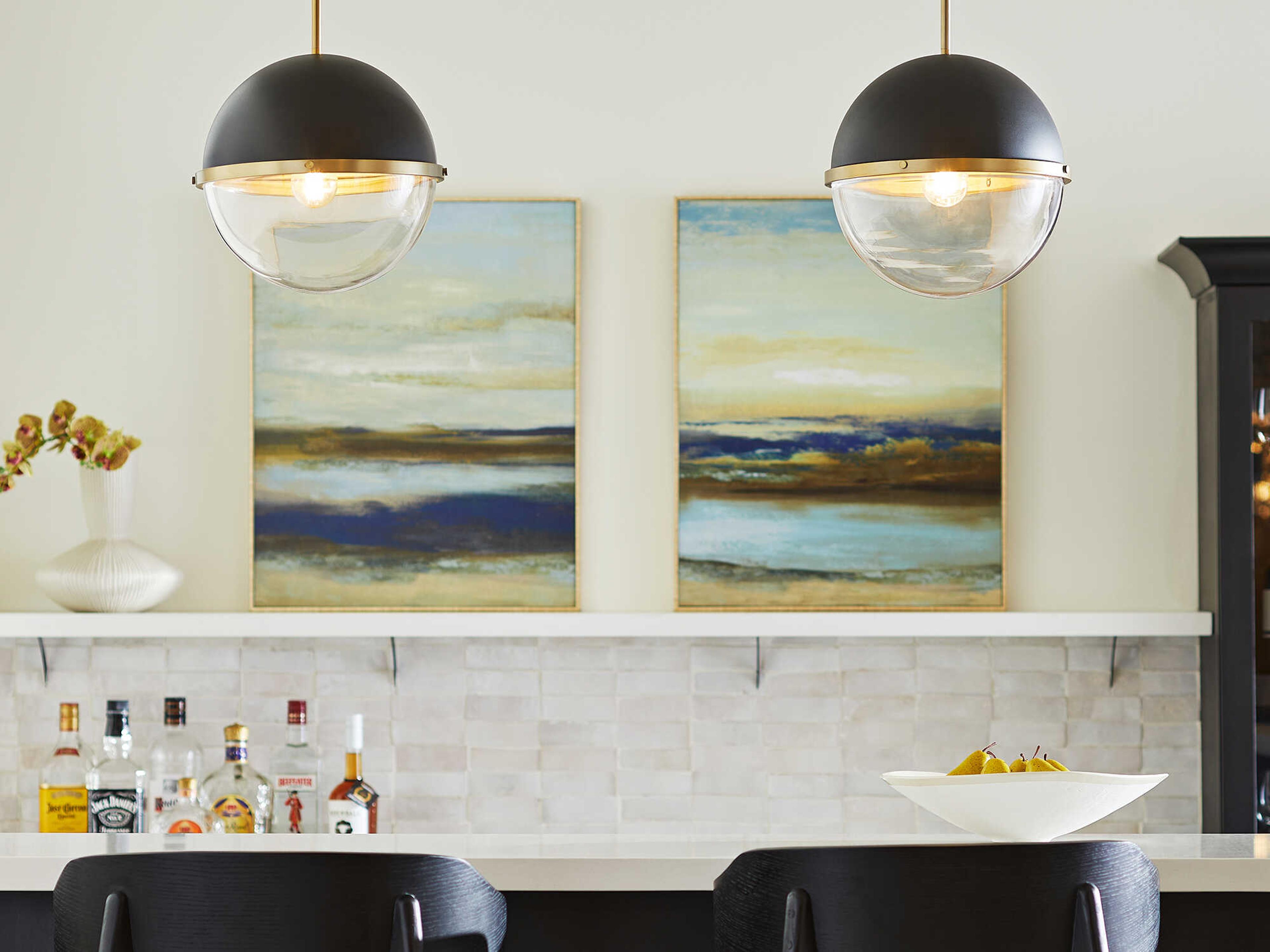 Quorum 1-Light Textured Black Aged Brass Globe Pendant