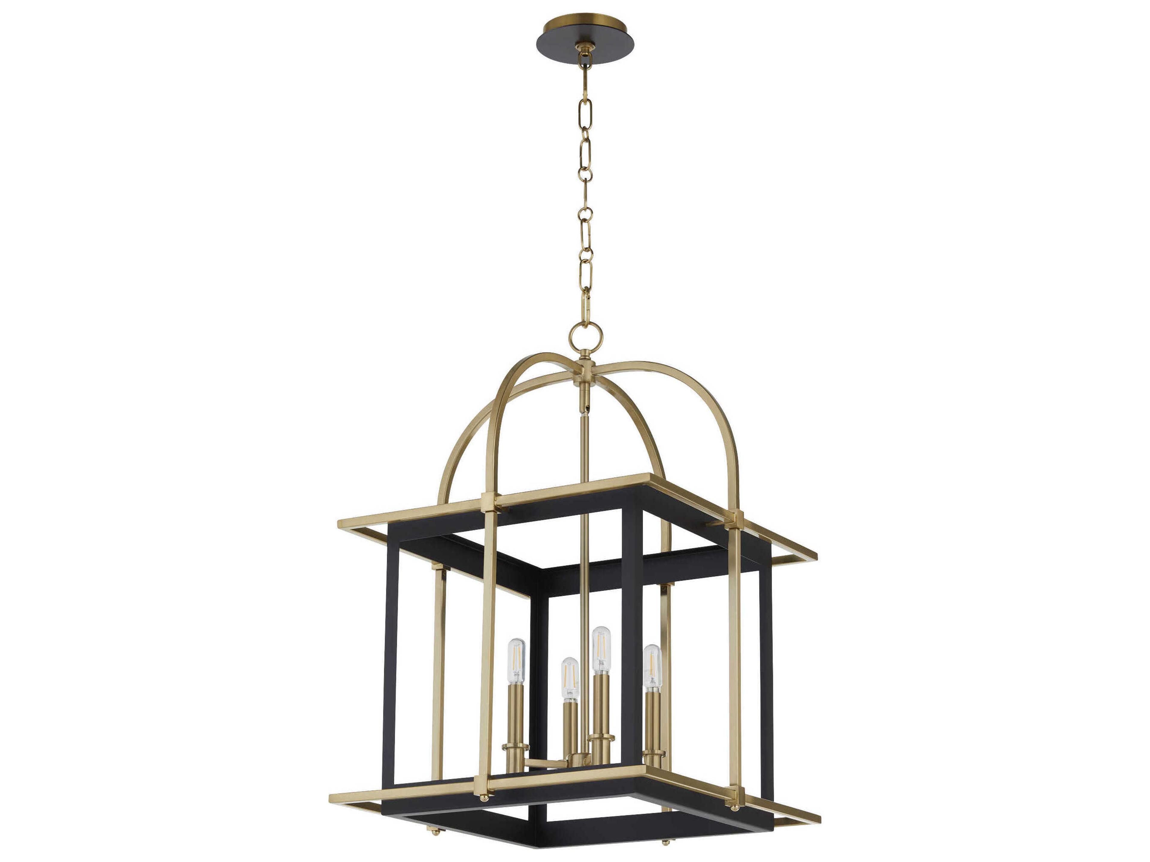 Moritz 4-Light Matte Black Aged Brass Pendant