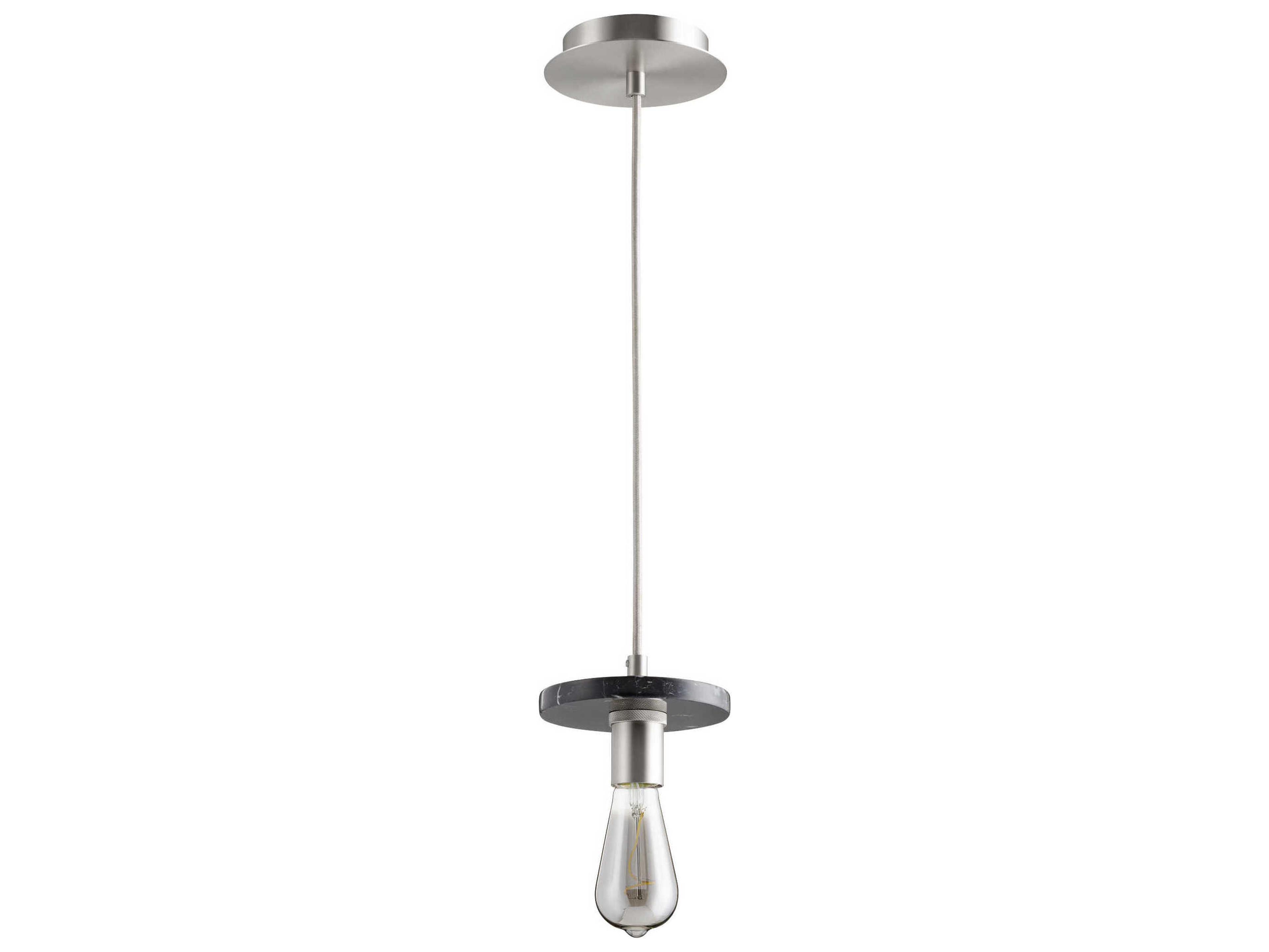 Quorum 1-Light Satin Nickel Black Marble Mini Pendant