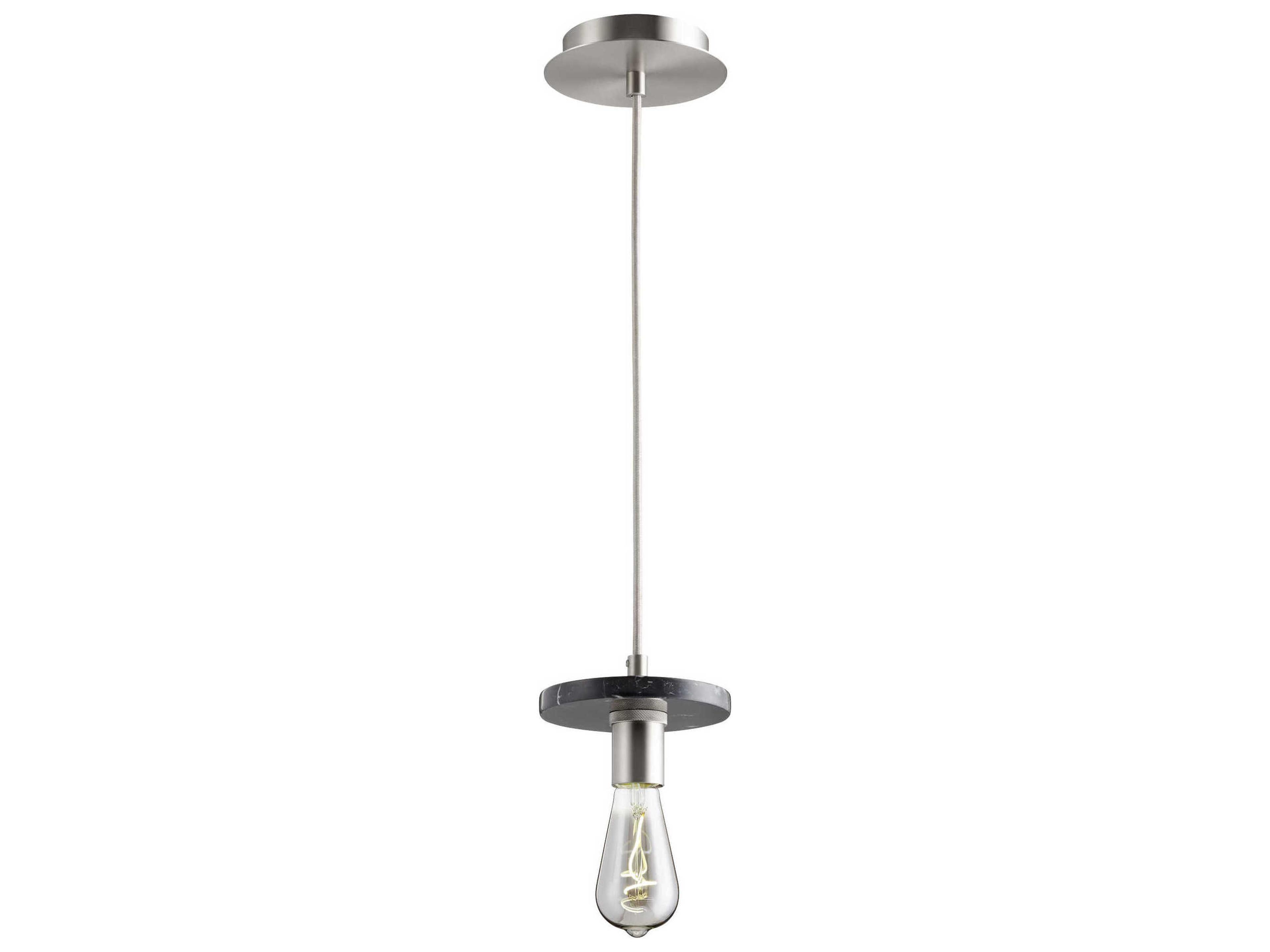 Quorum 1-Light Satin Nickel Black Marble Mini Pendant
