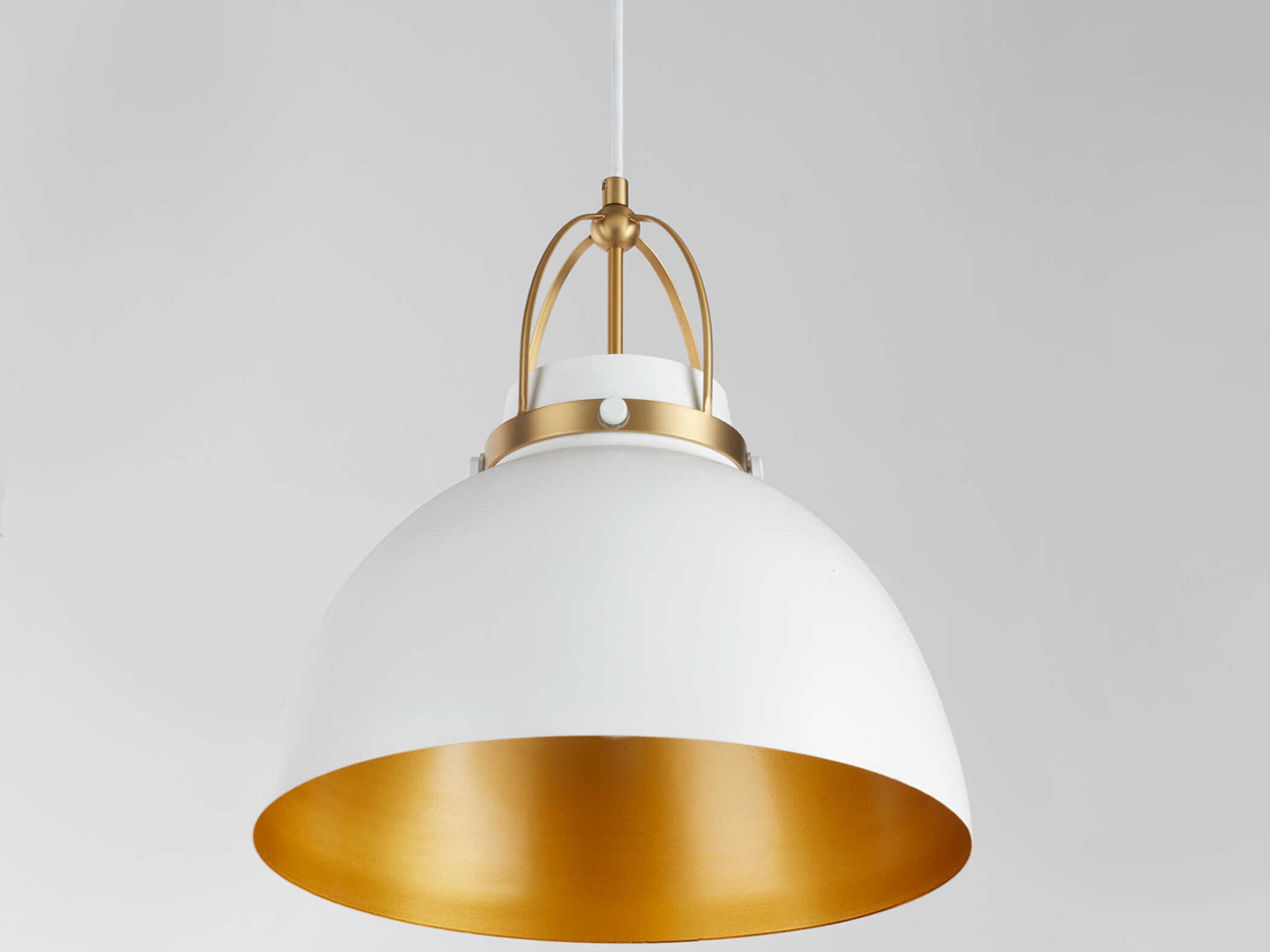 Quorum 1-Light Studio White Aged Brass Dome Pendant