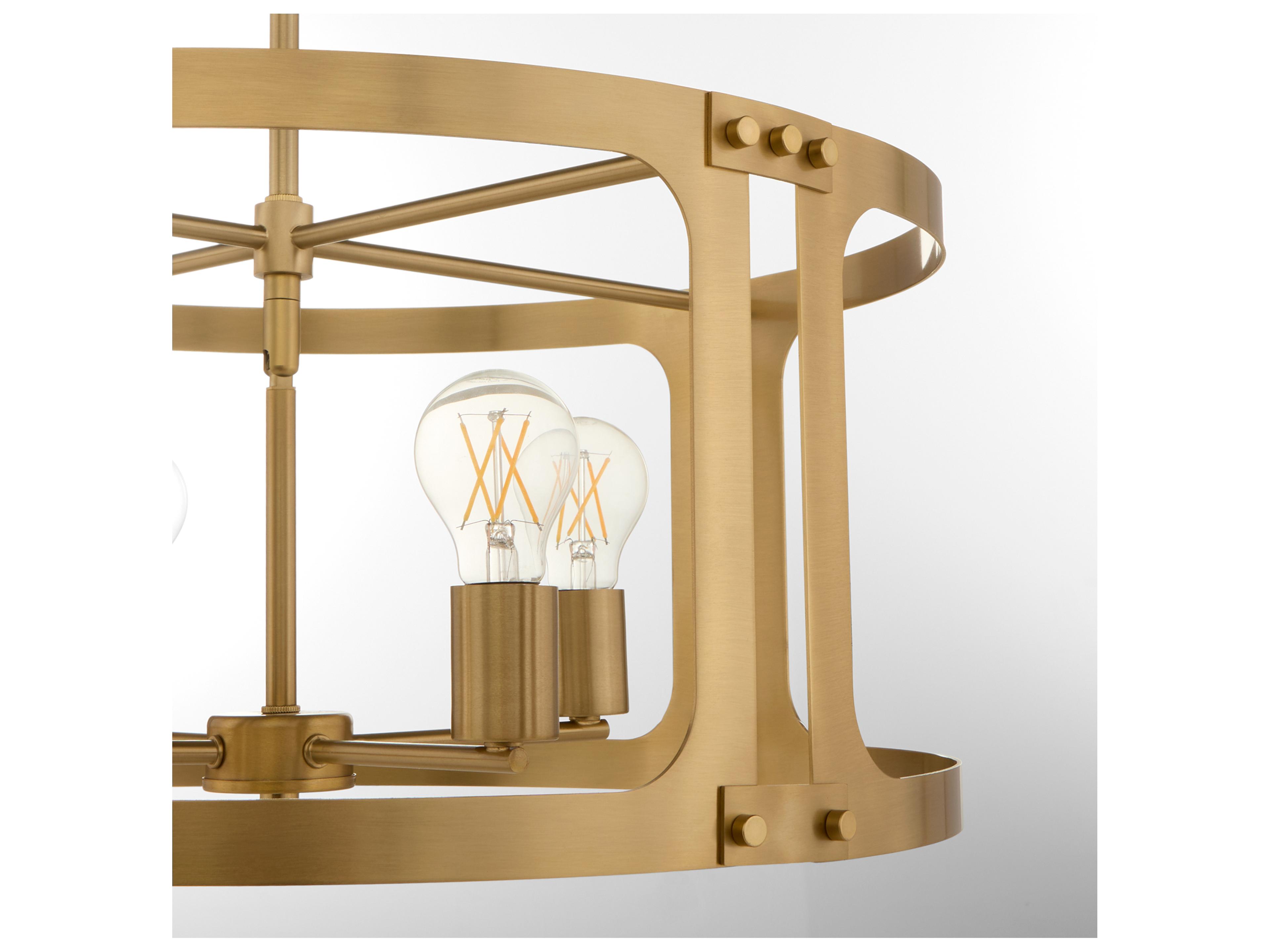 Quorum Colburn 4-Light Brushed Brass Drum Lantern Pendant