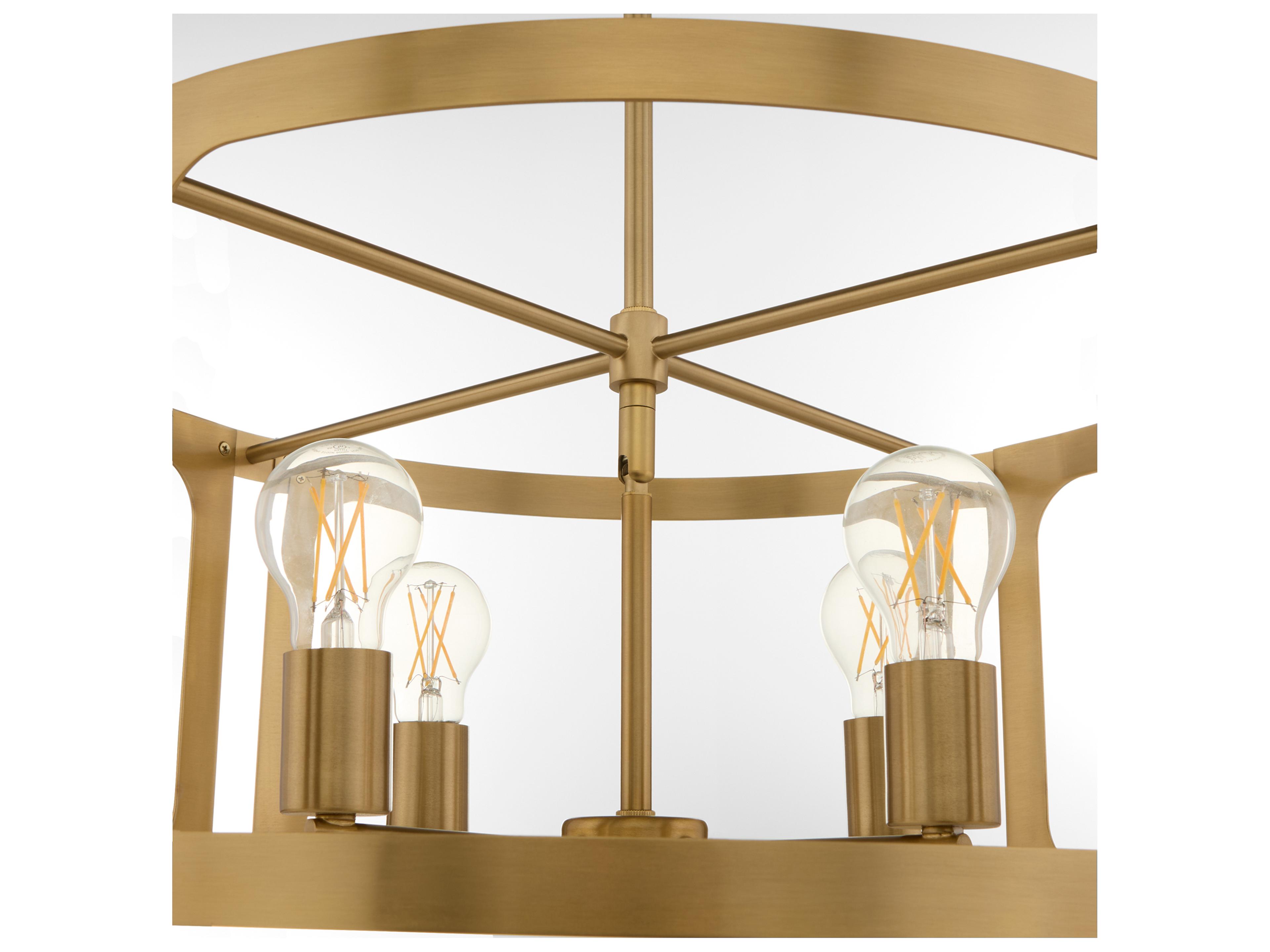 Quorum Colburn 4-Light Brushed Brass Drum Lantern Pendant
