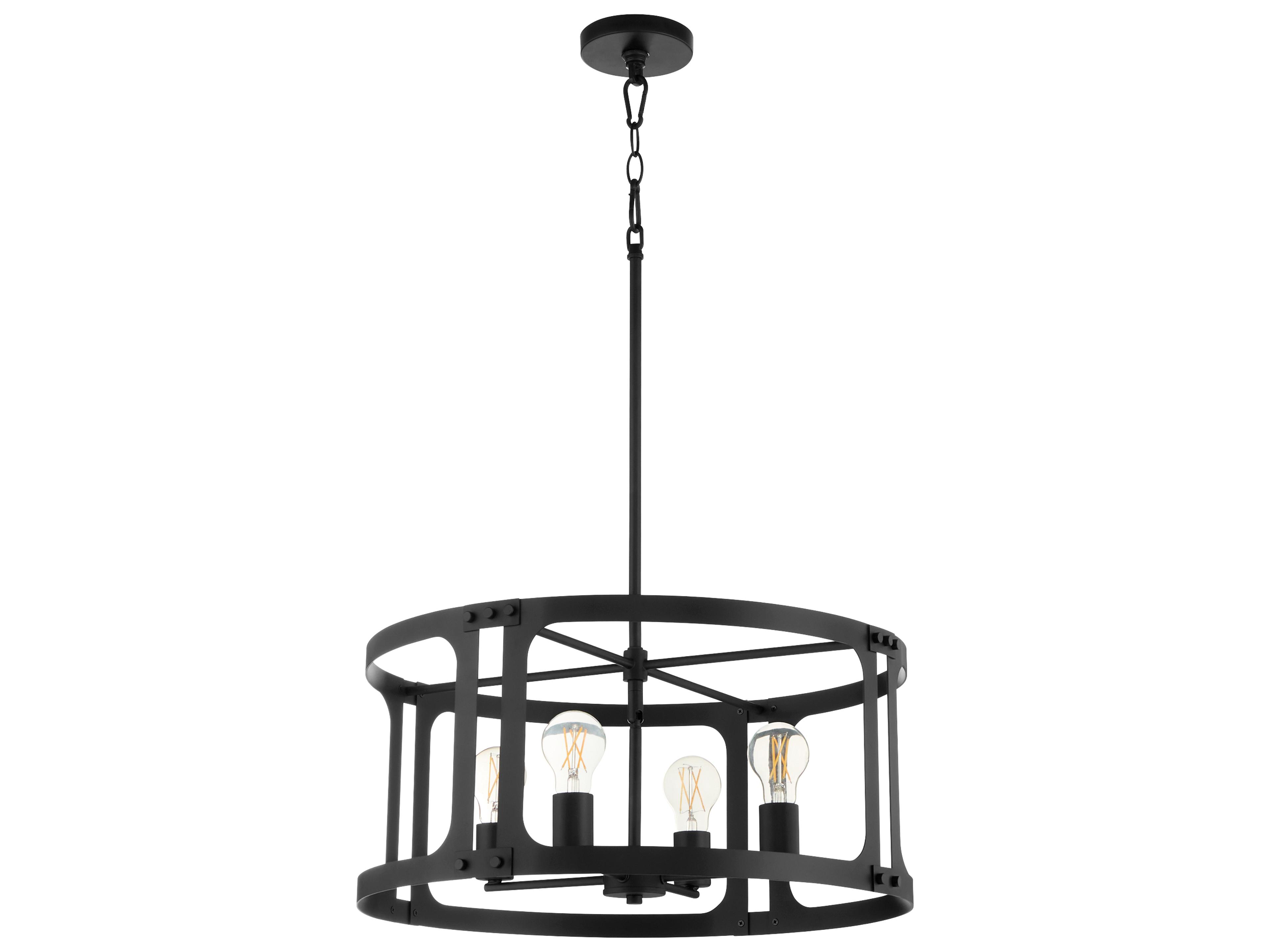 Colburn 4-Light Matte Black Drum Lantern Pendant