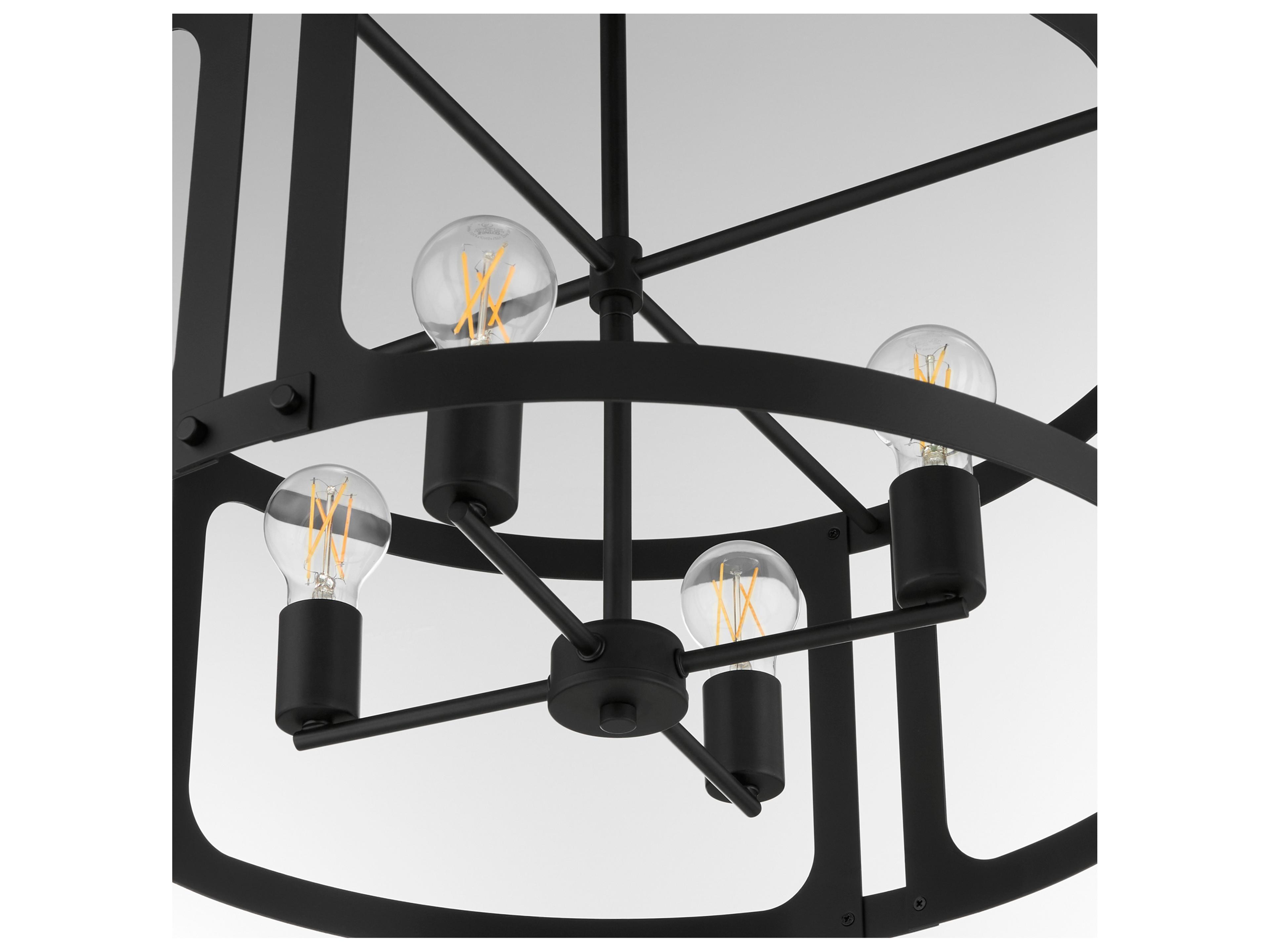 Quorum Colburn 4-Light Matte Black Drum Lantern Pendant