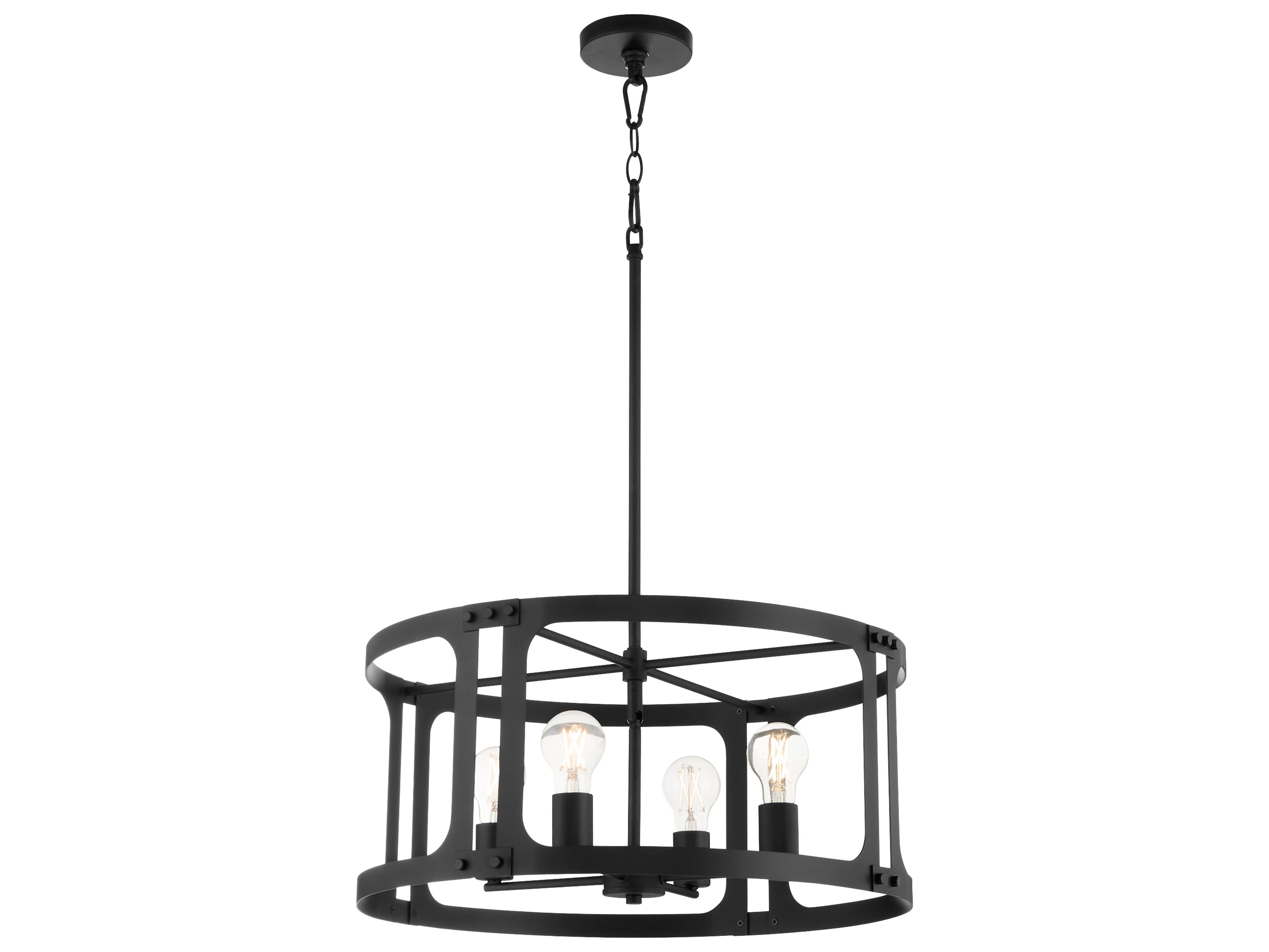 Quorum Colburn 4-Light Matte Black Drum Lantern Pendant