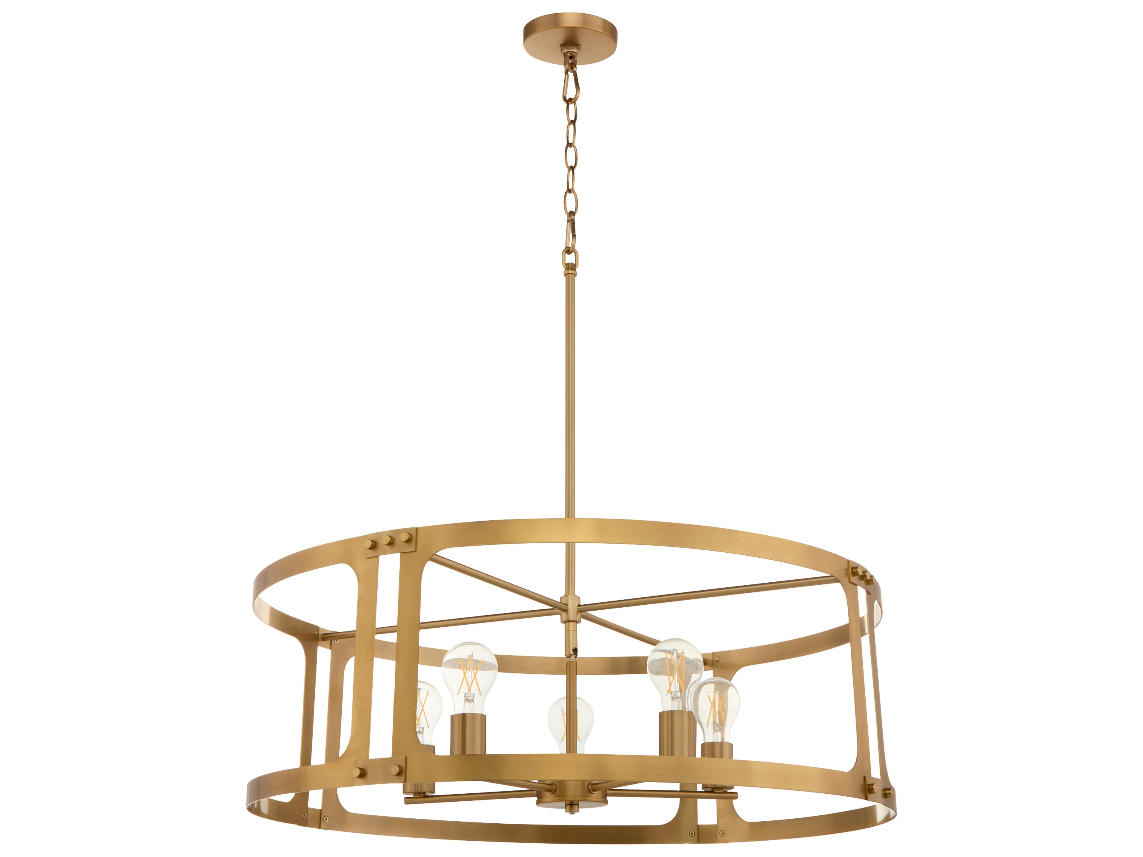 Colburn 5-Light Brushed Brass Drum Lantern Pendant