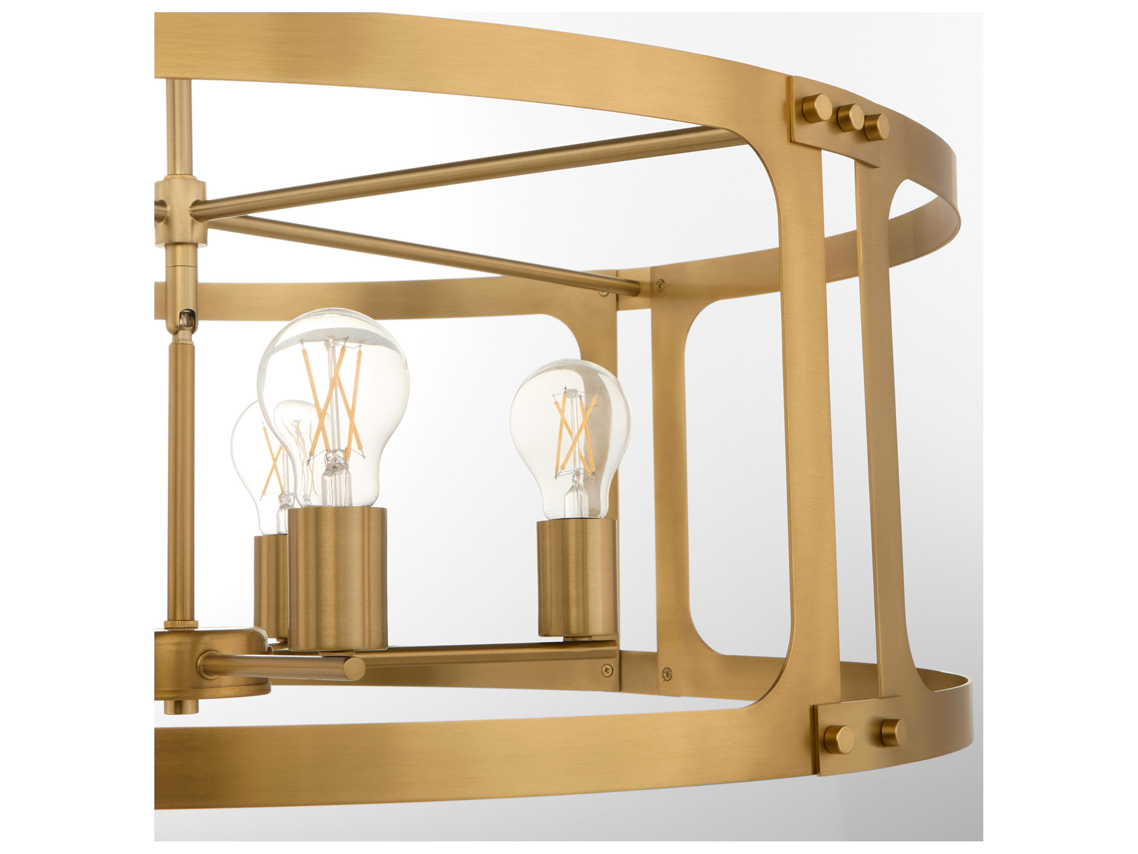Quorum Colburn 5-Light Brushed Brass Drum Lantern Pendant