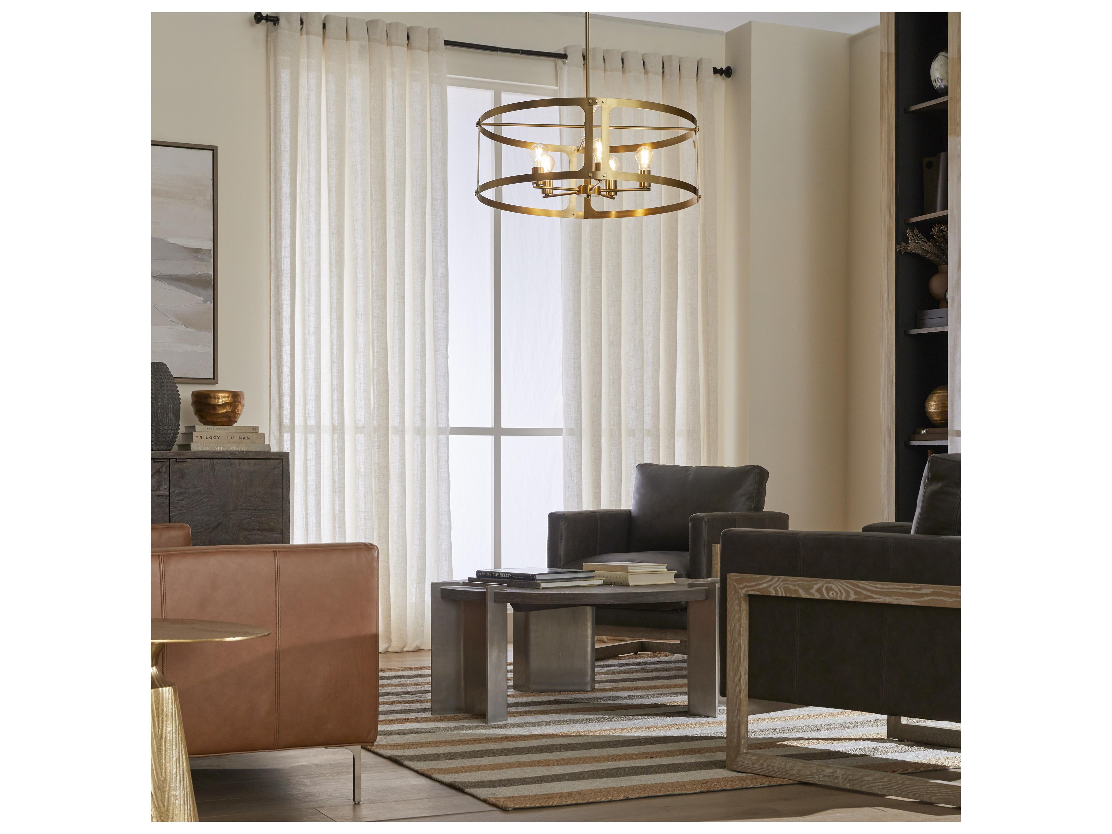 Quorum Colburn 5-Light Brushed Brass Drum Lantern Pendant