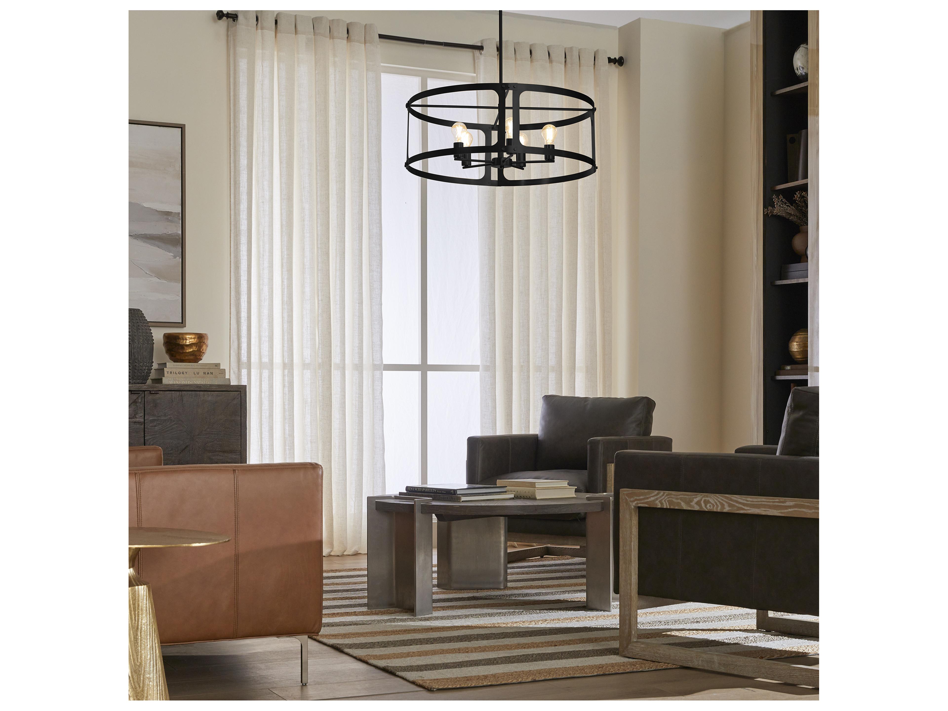 Quorum Colburn 5-Light Matte Black Drum Lantern Pendant