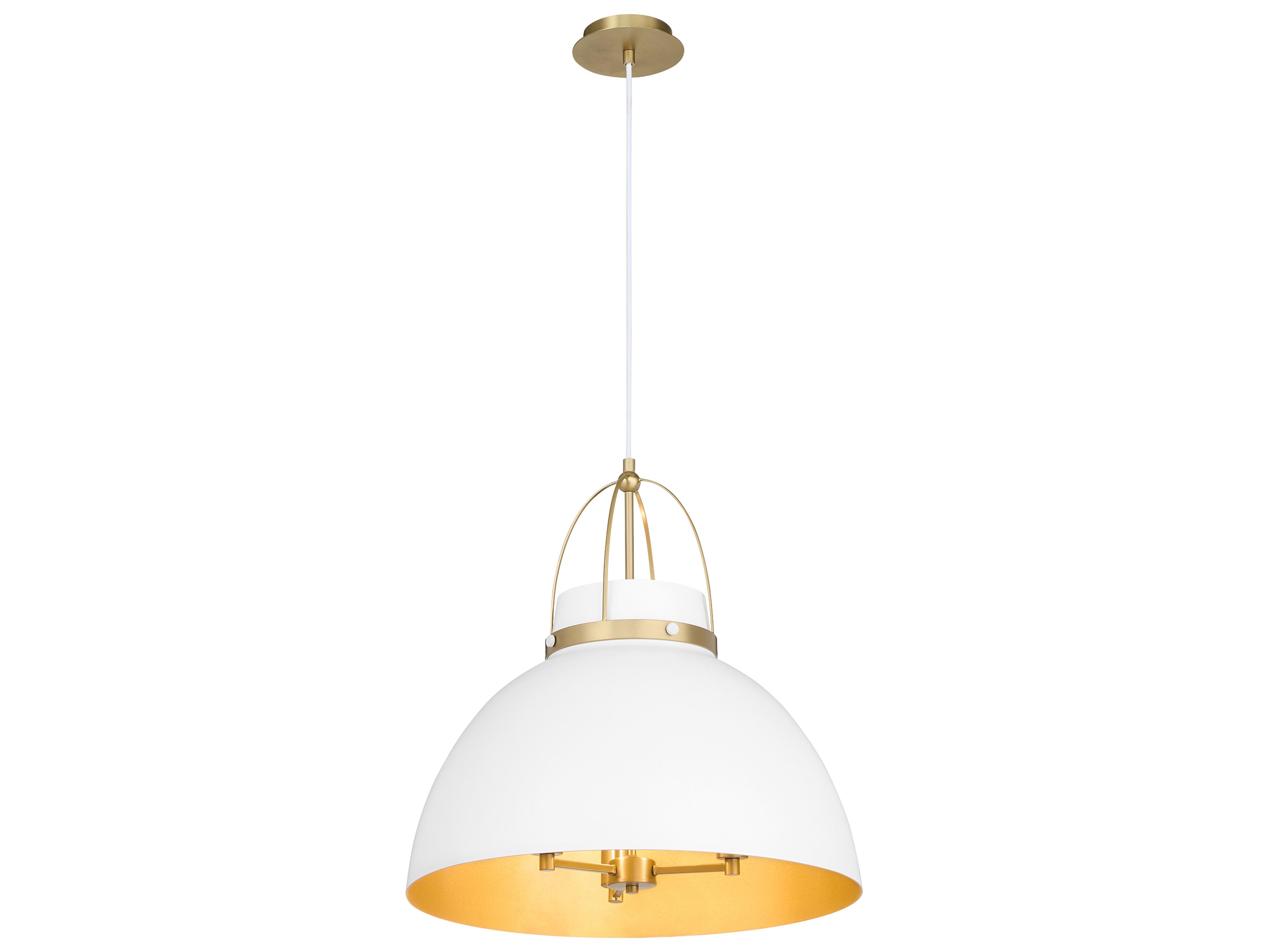 Quorum Pruitt 3-Light Studio White Aged Brass Dome Pendant
