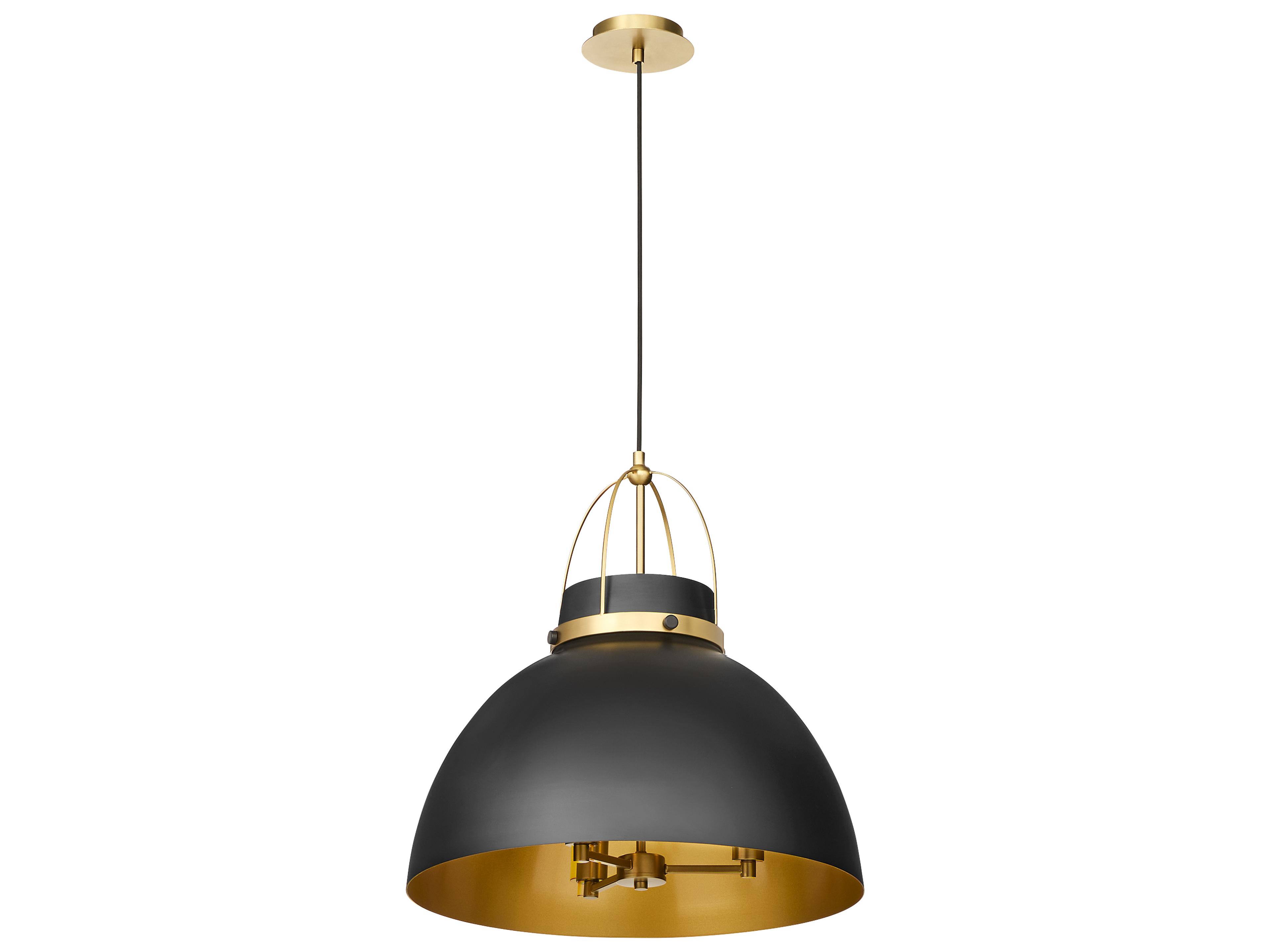 Pruitt 3-Light Matte Black Aged Brass Dome Pendant