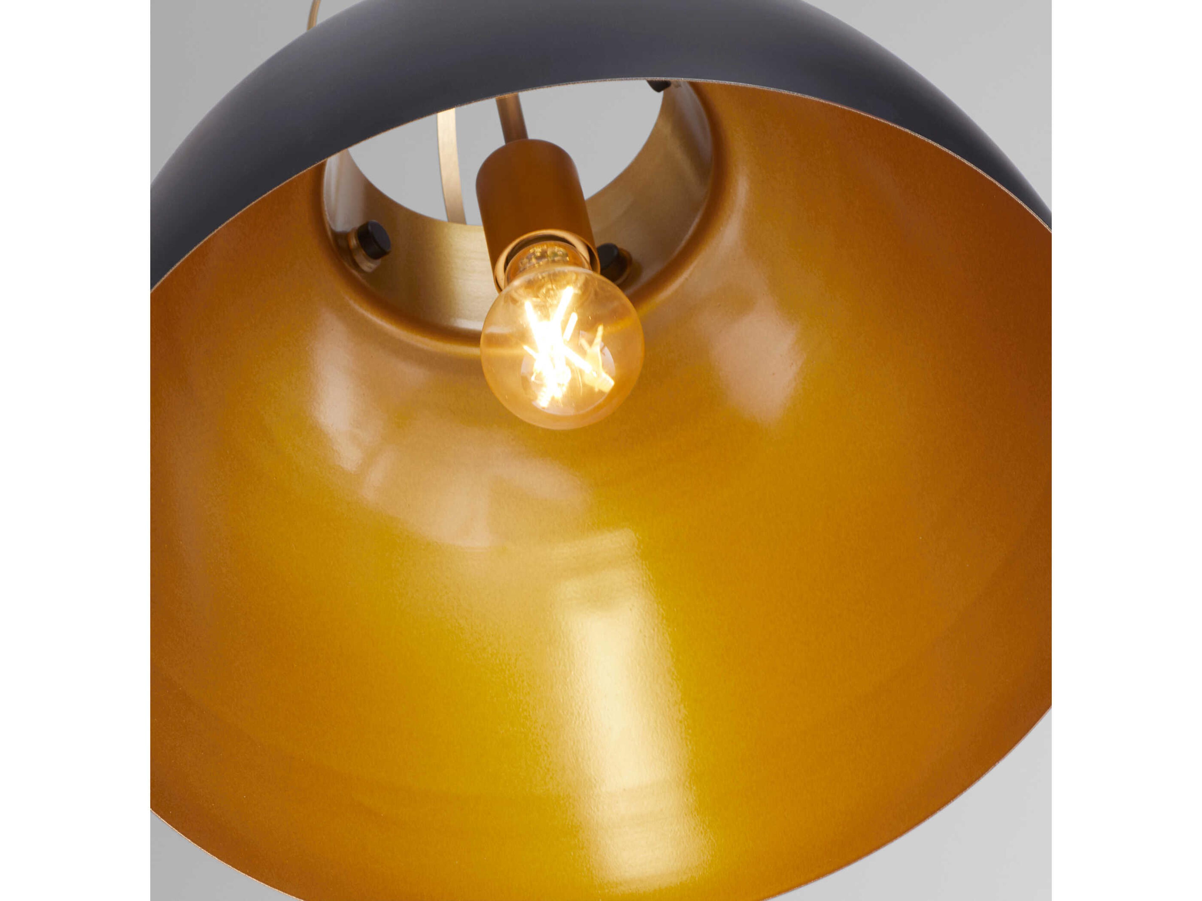 Quorum 1-Light Matte Black Aged Brass Dome Pendant