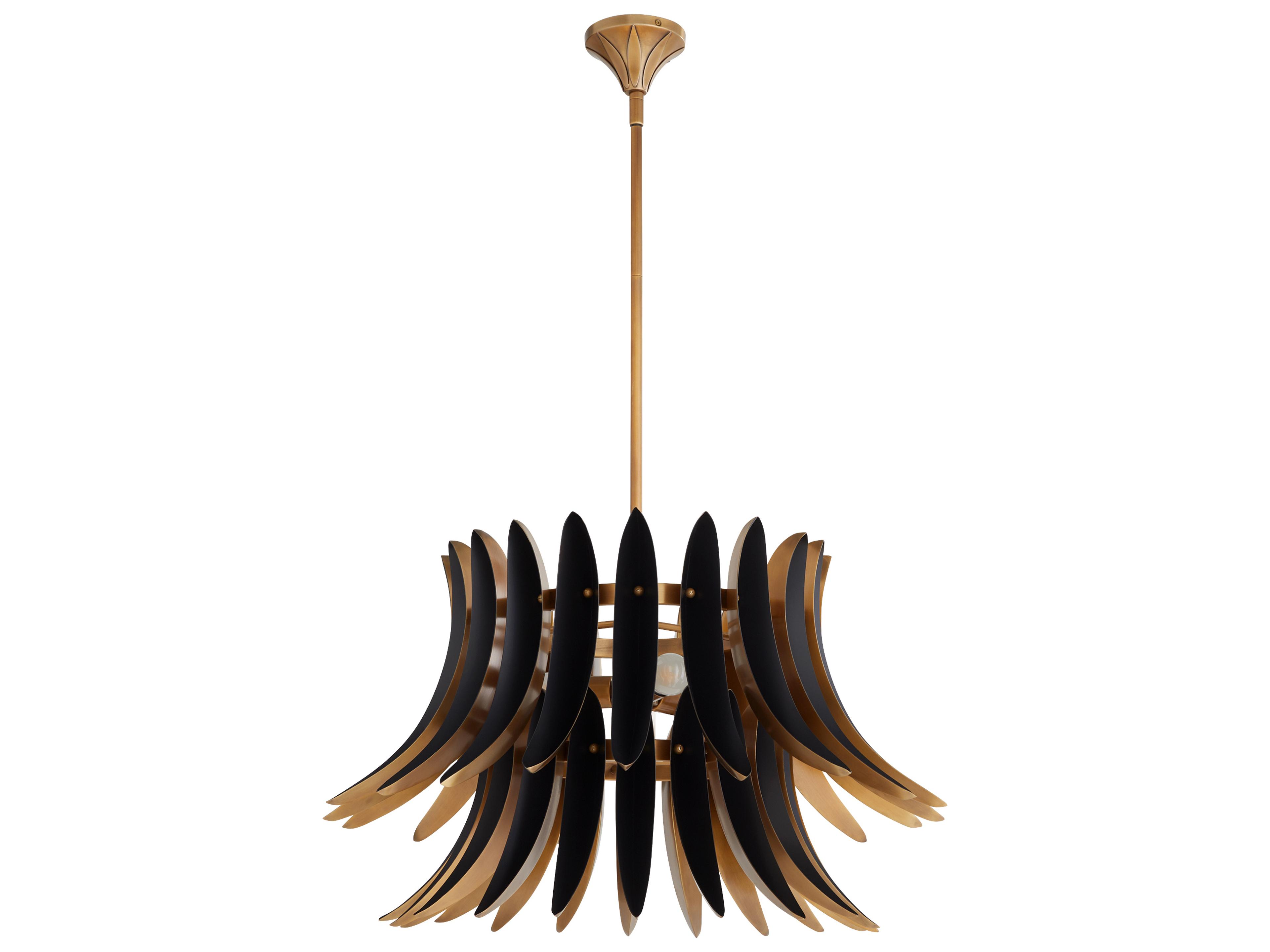 Aldridge 3-Light Brushed Brass Matte Black Round Tiered Pendant