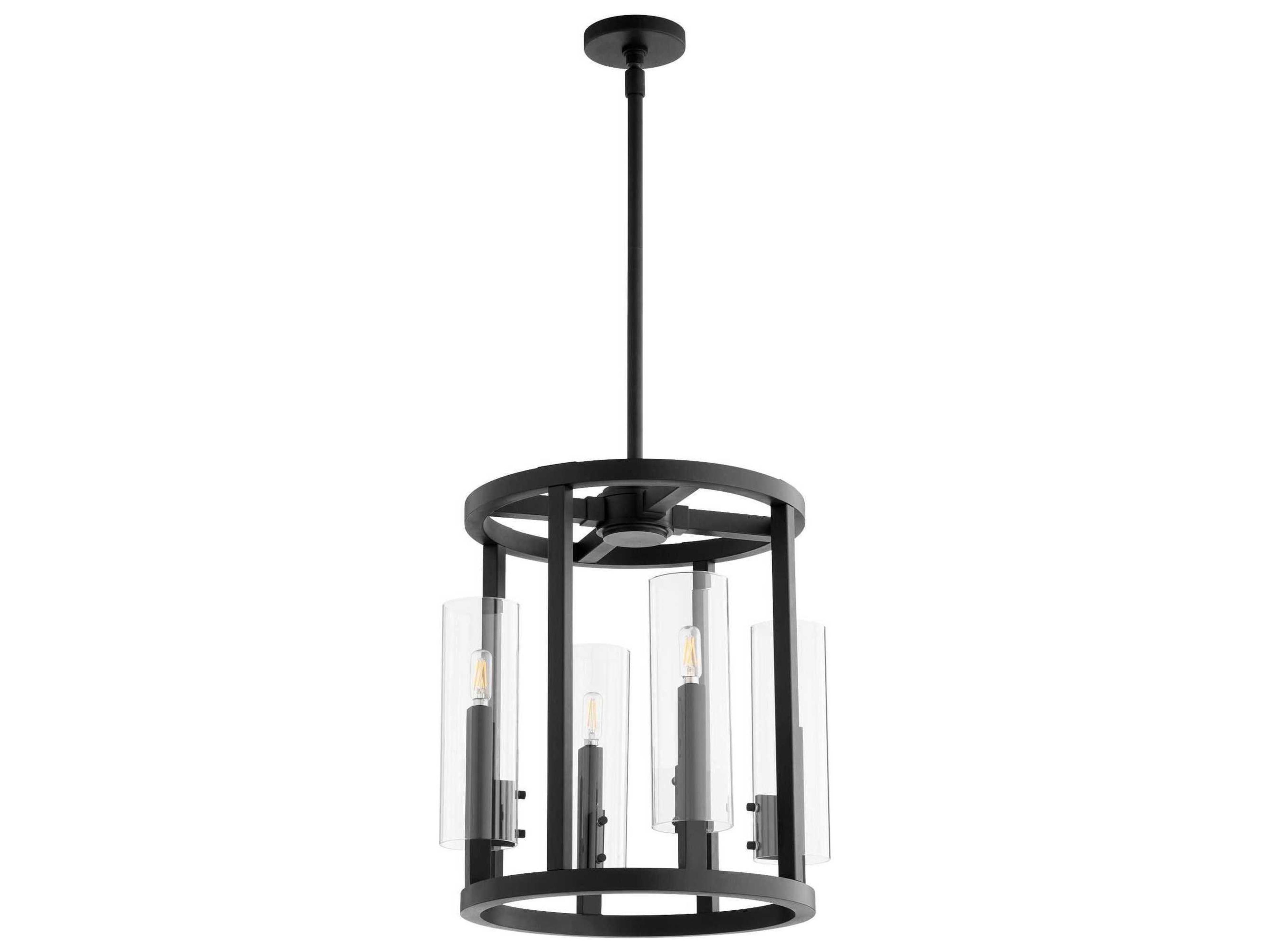 Harbin 4-Light Textured Black Glass Cylinder Pendant