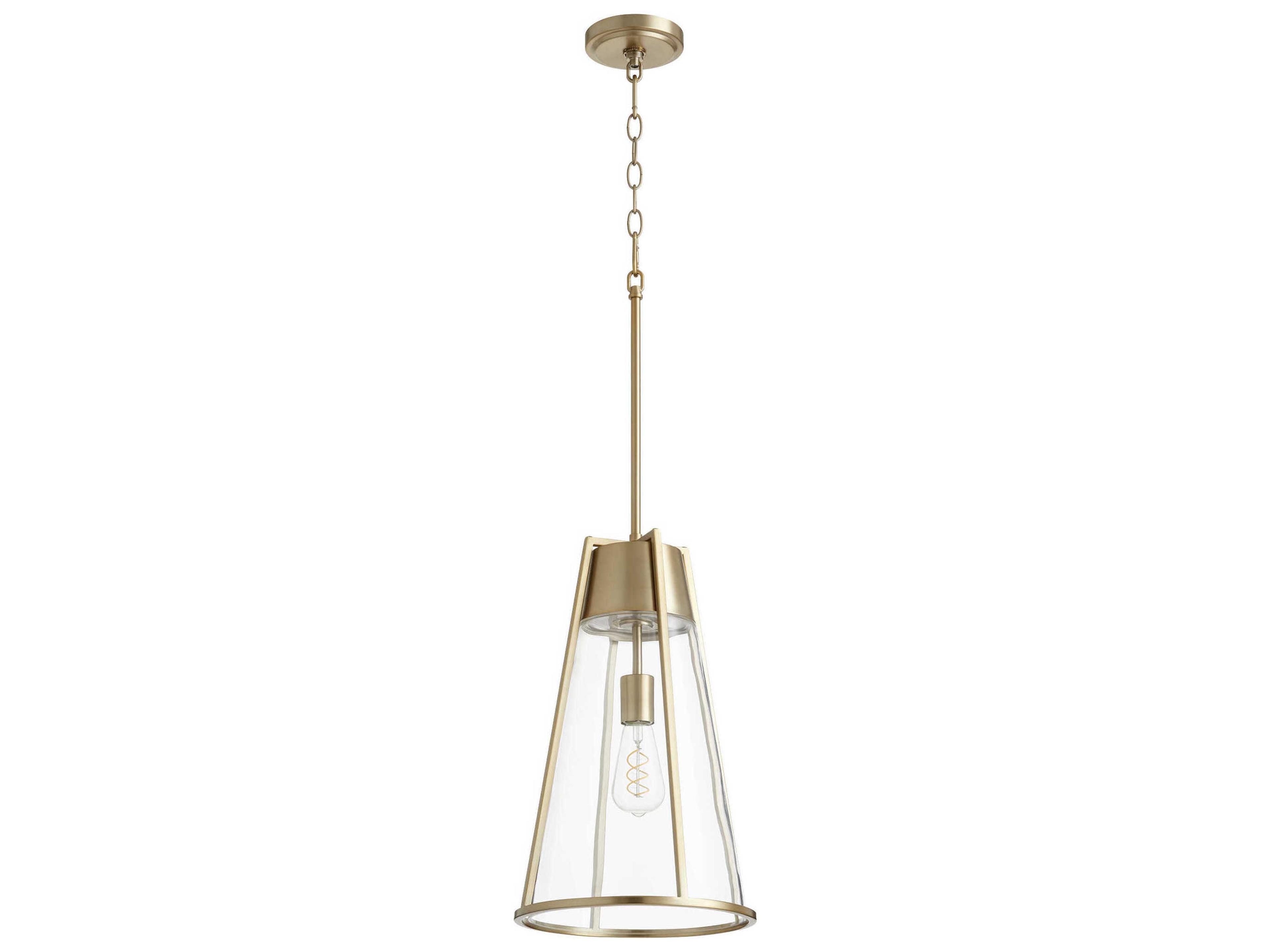 Quorum 1-Light Aged Brass Geometric Mini Pendant