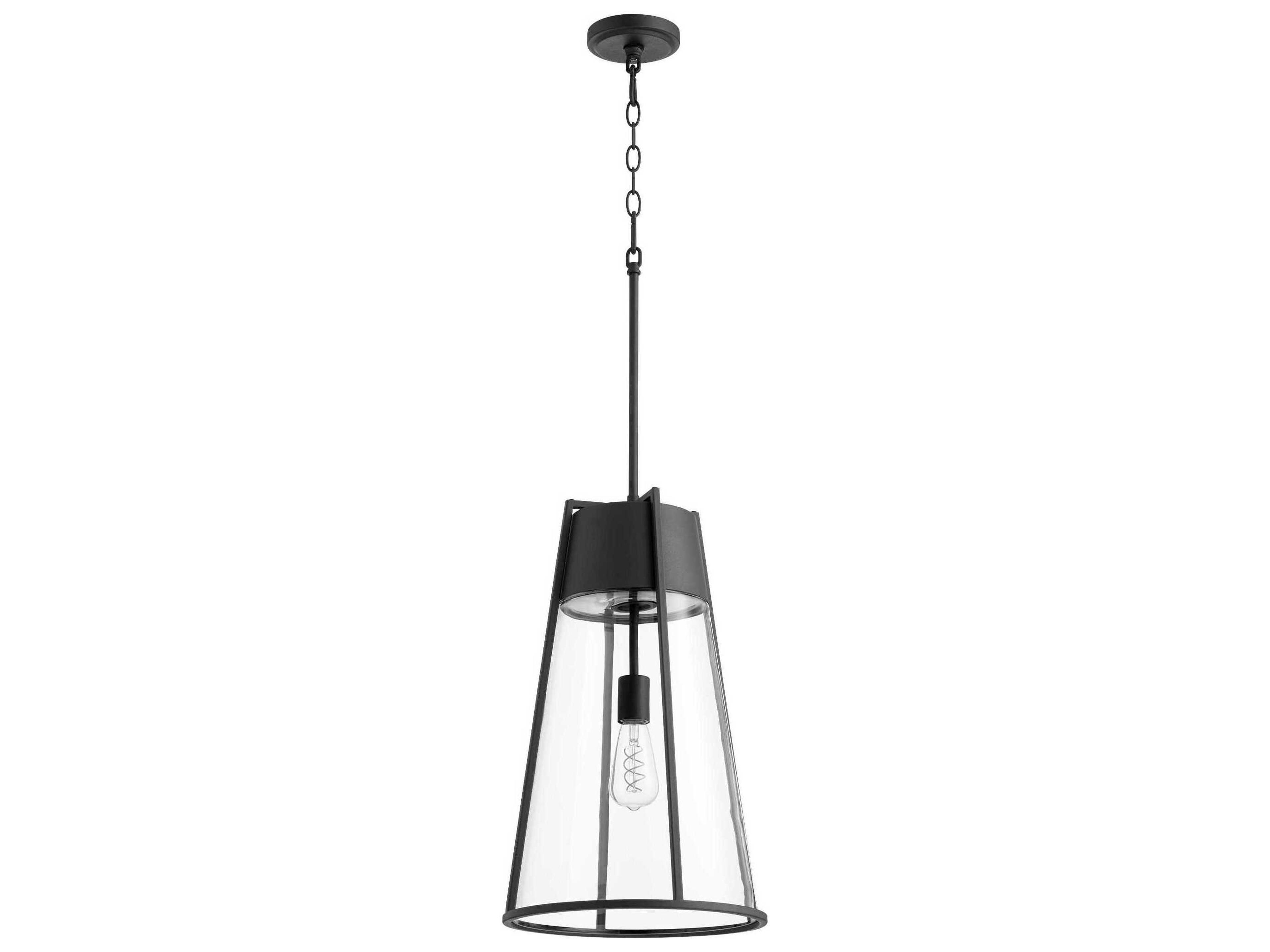1-Light Noir Black Geometric Pendant