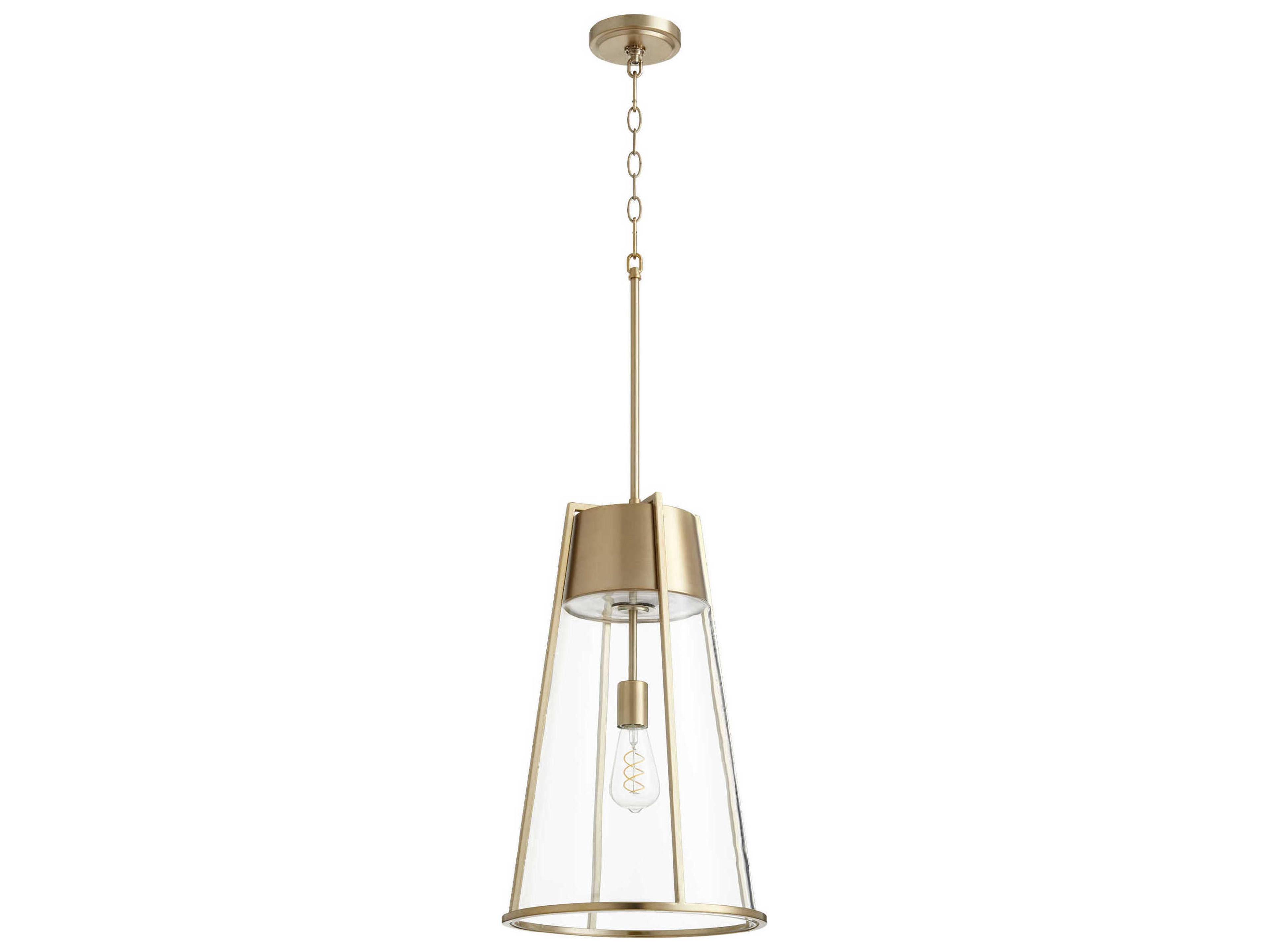 1-Light Aged Brass Geometric Pendant