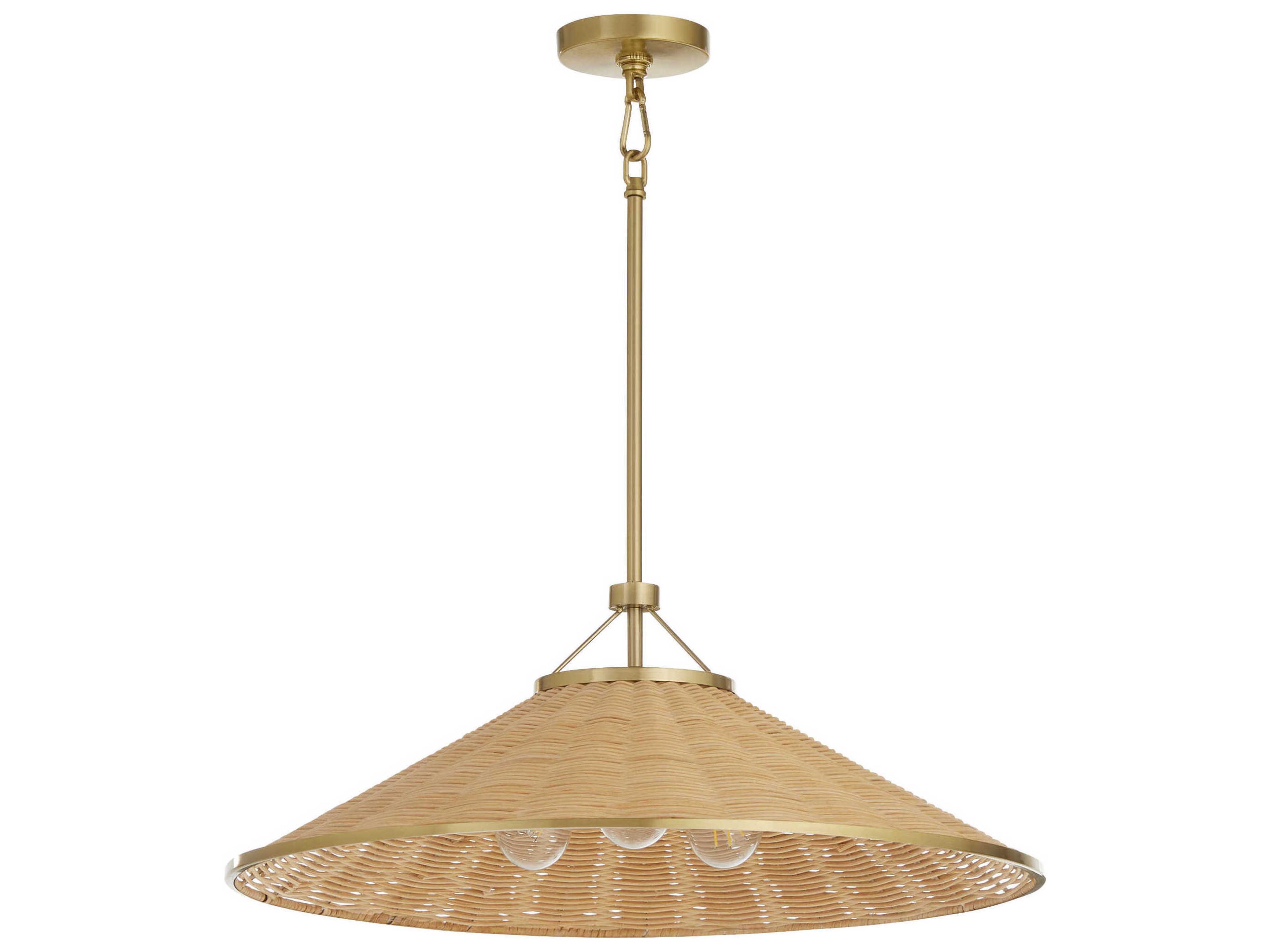 Cona 3-Light Aged Brass Pendant
