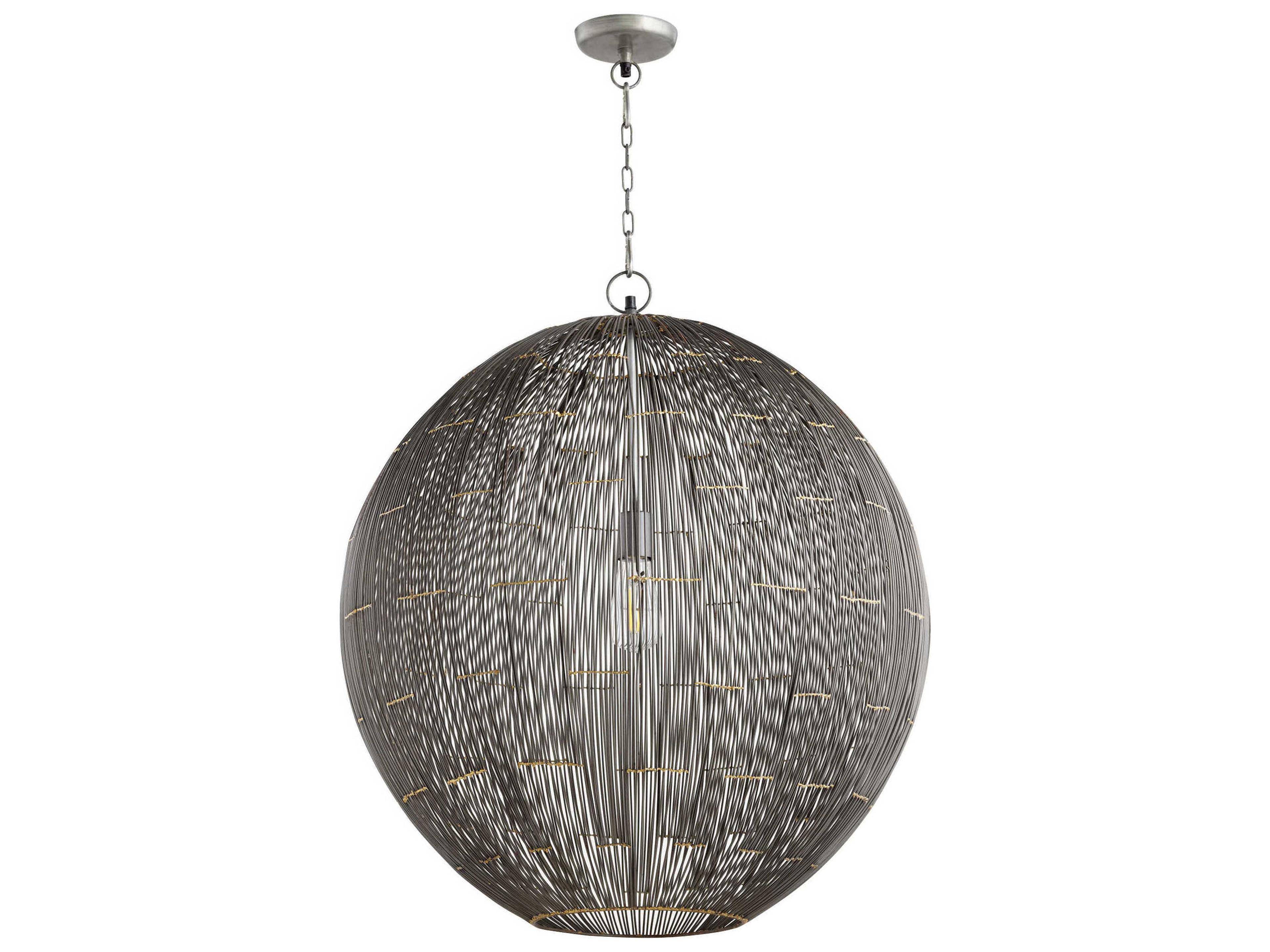 1-Light Charcoal Silver Globe Pendant