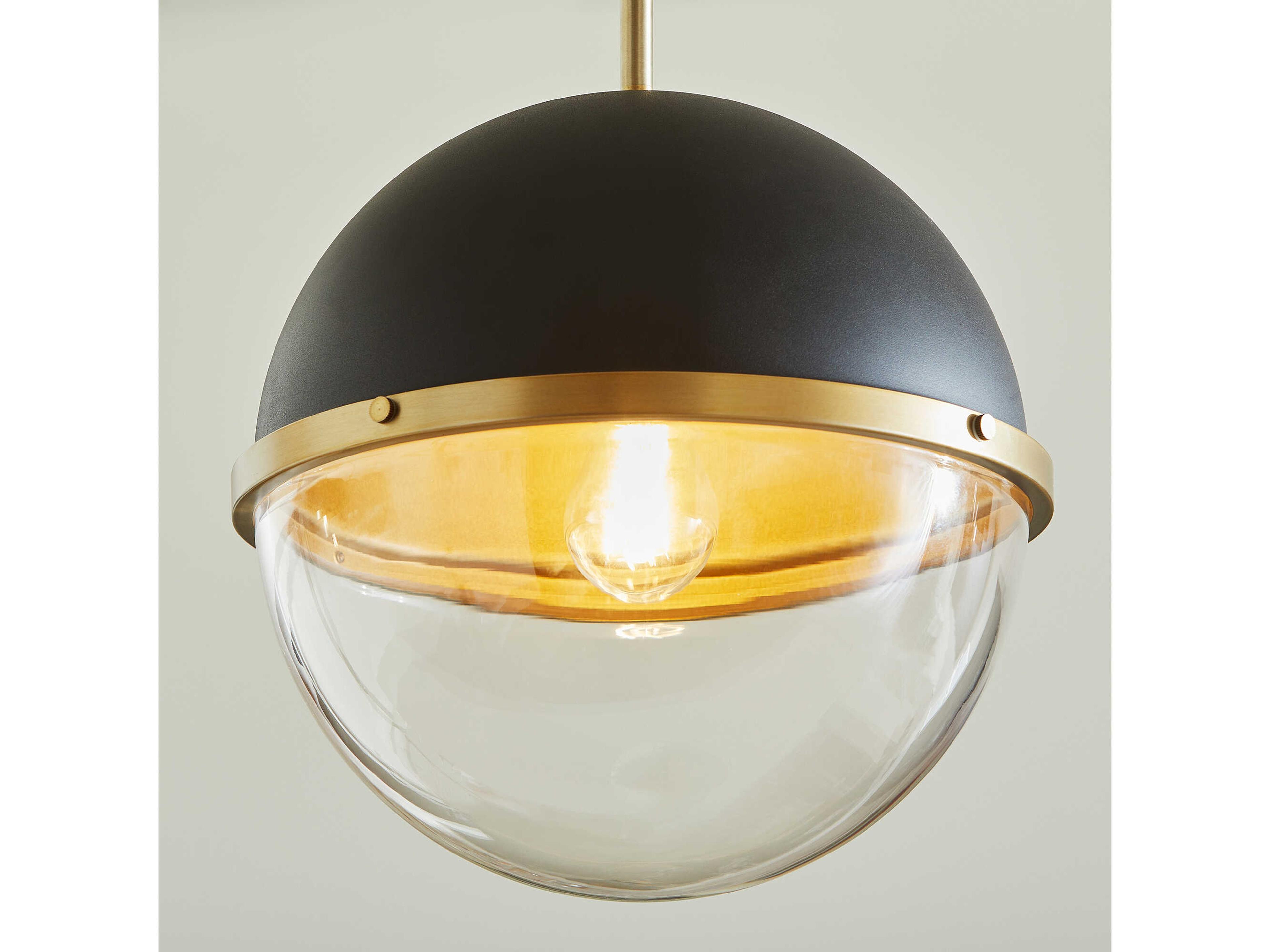 Quorum 1-Light Noir Aged Brass Black Globe Geometric Pendant