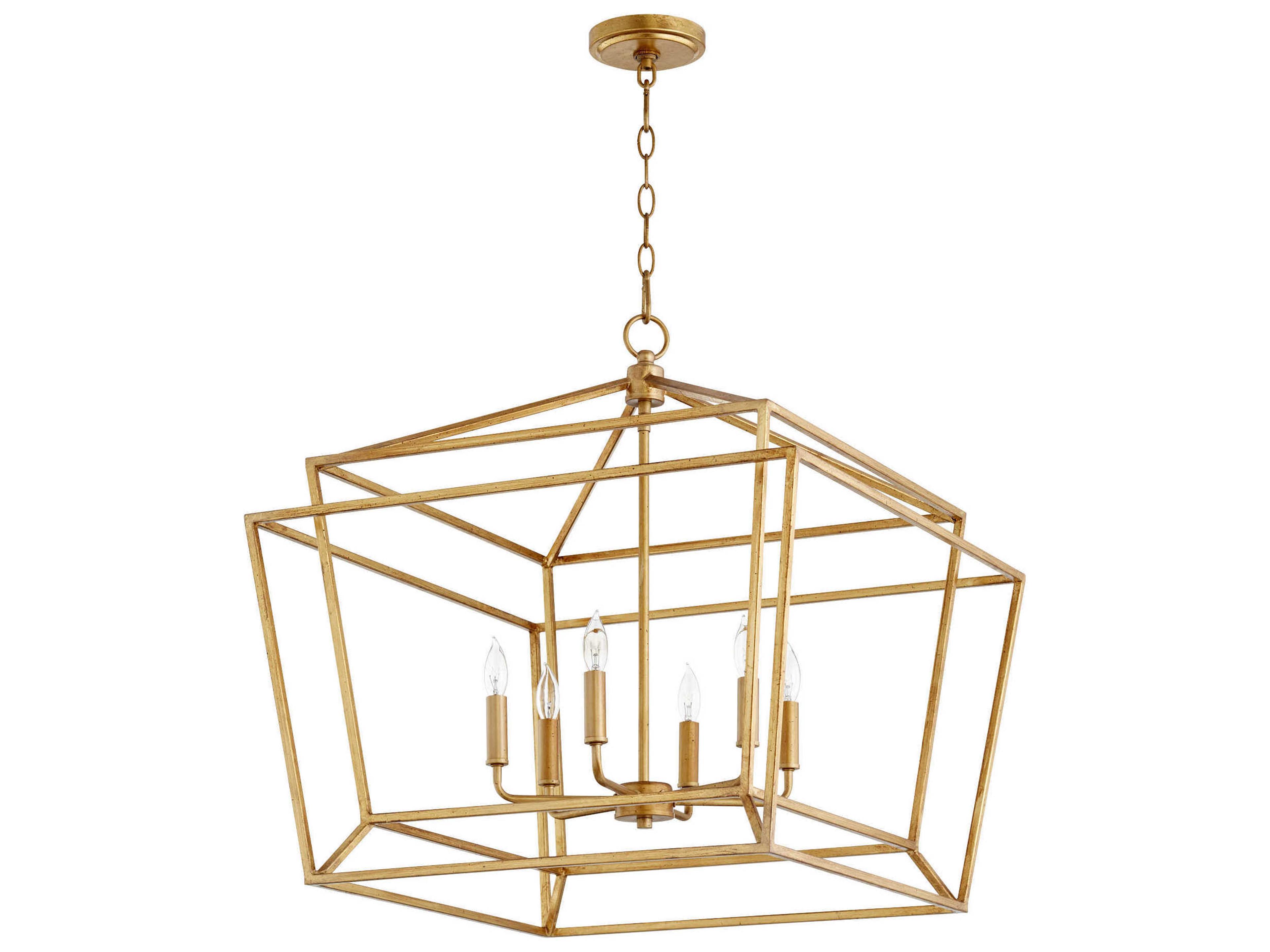 Monument 6-Light Gold Leaf Candelabra Geometric Chandelier