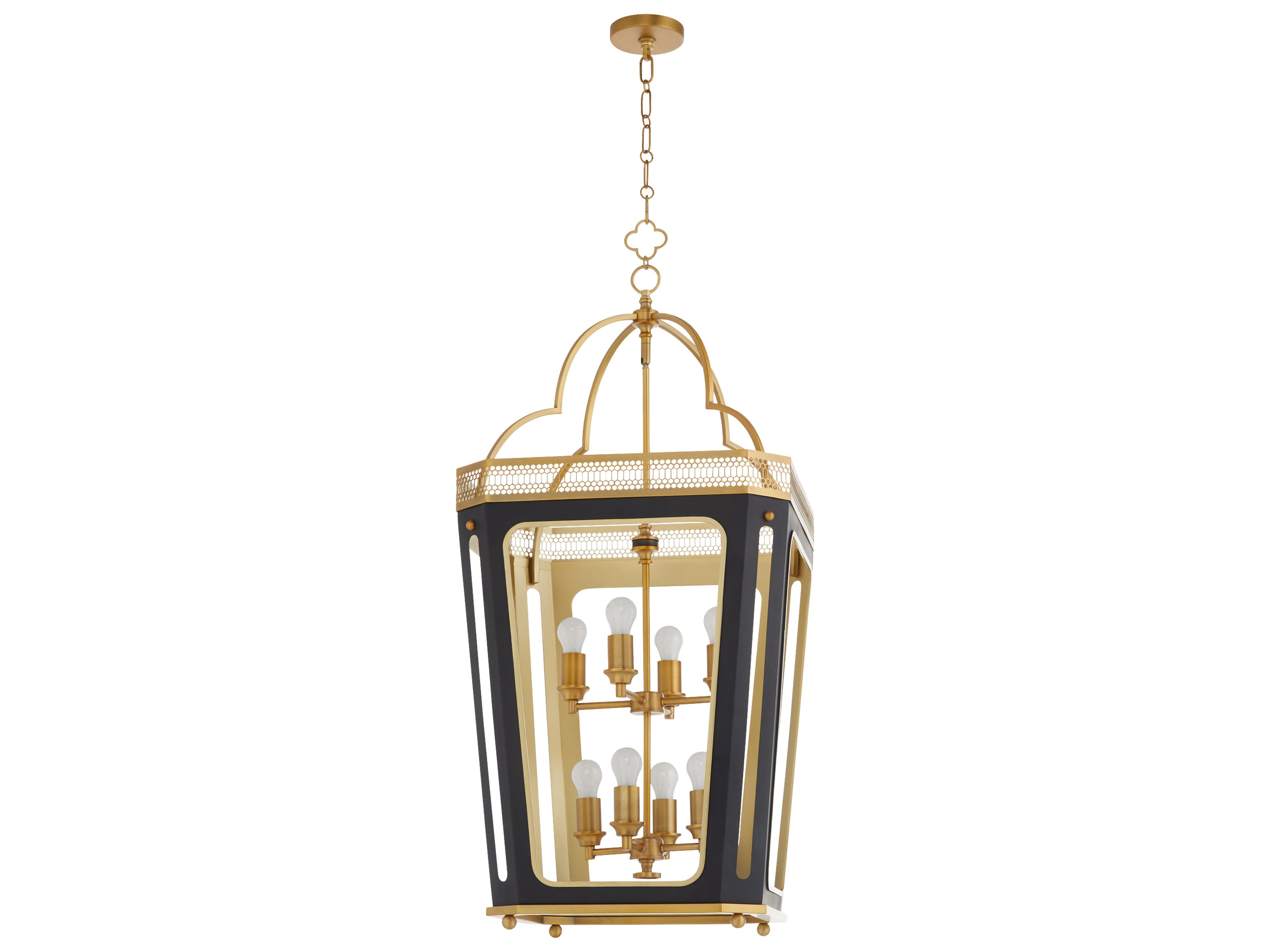 Loire 8-Light Matte Black Brushed Brass Lantern Tiered Pendant