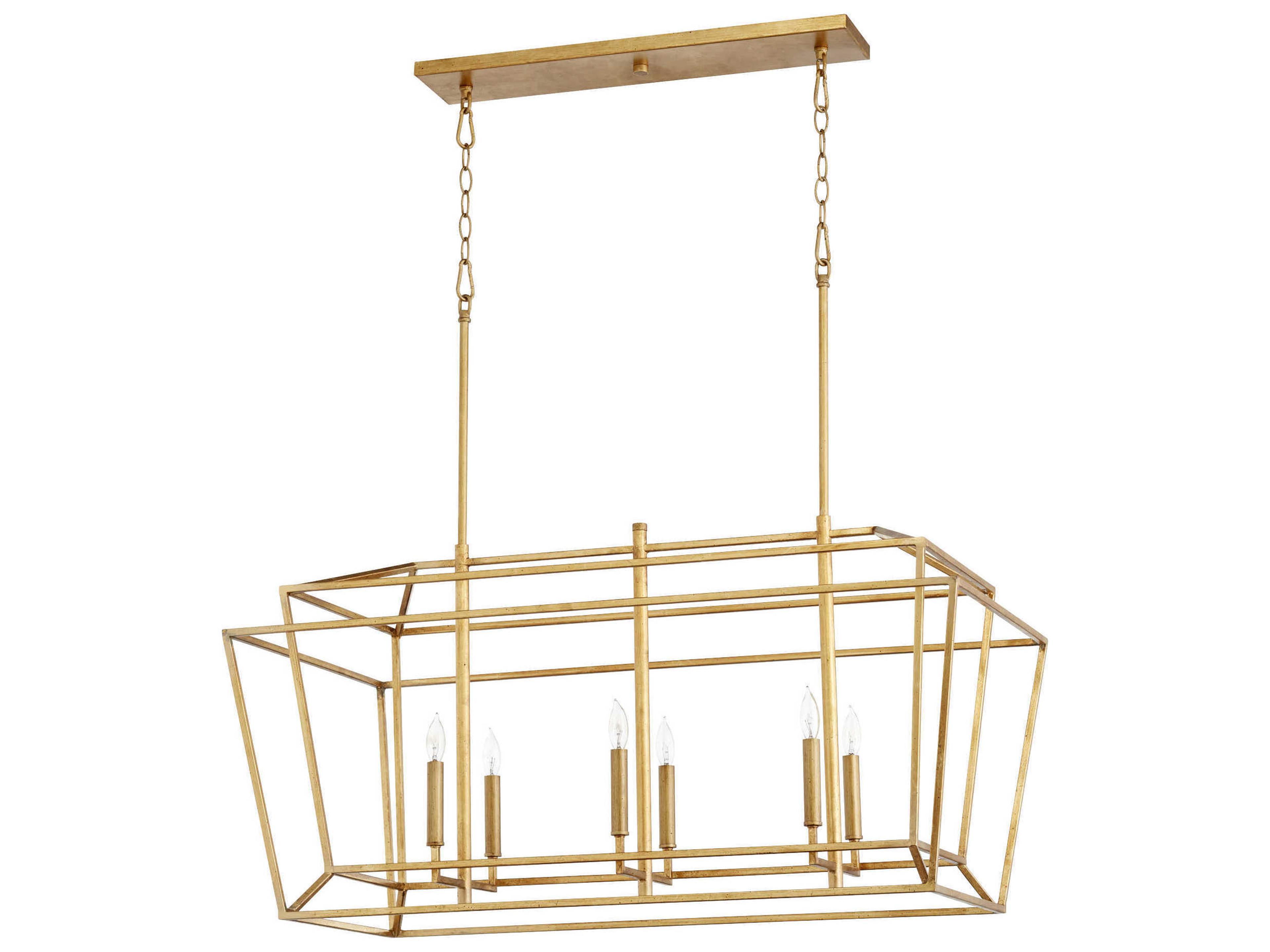 Monument 6-Light Gold Leaf Linear Island Pendant