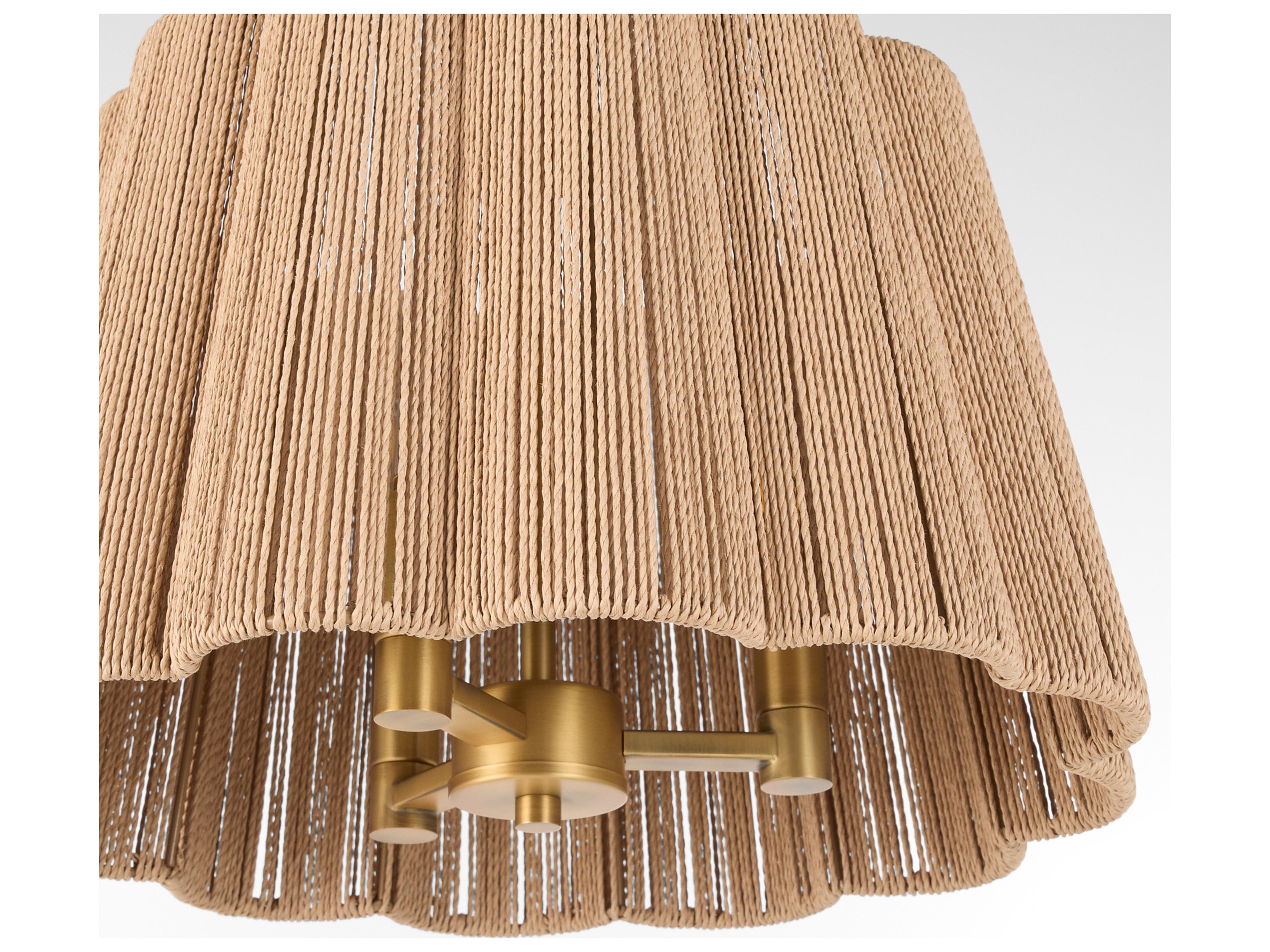 Quorum Anton 3-Light Brushed Brass Drum Pendant