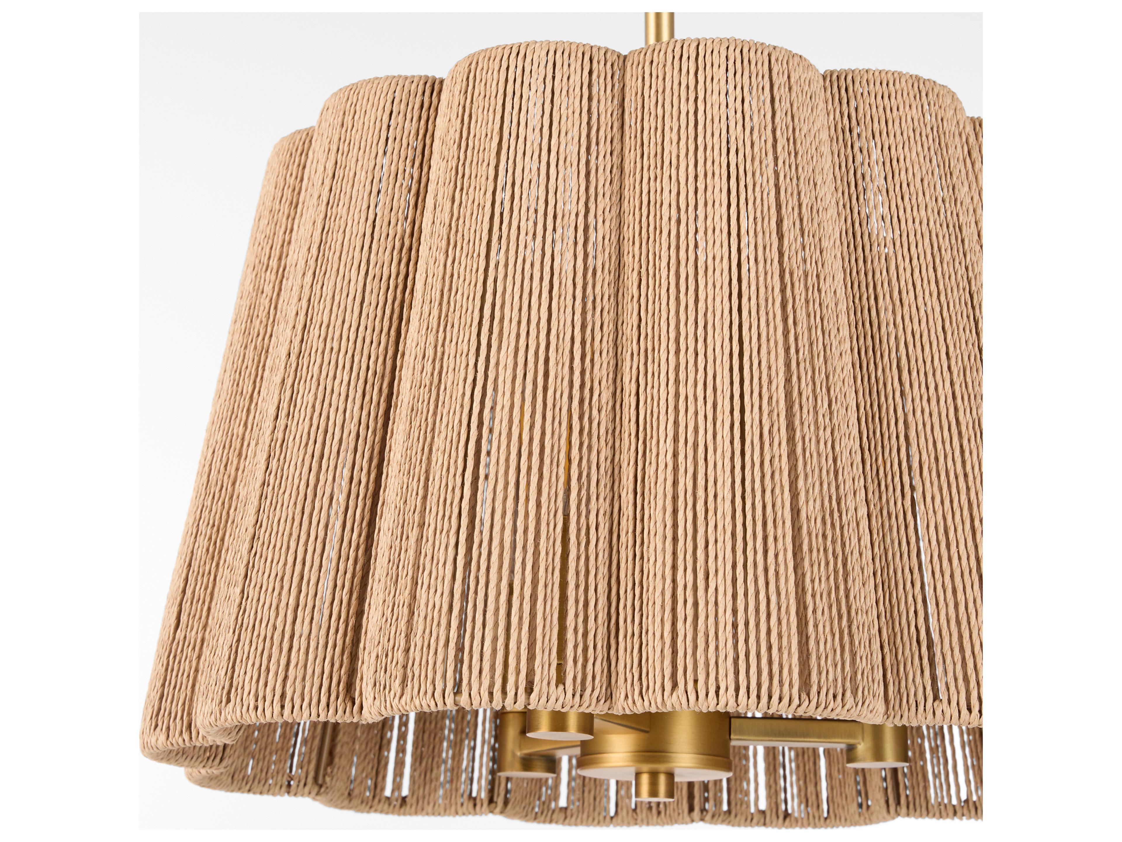 Quorum Anton 3-Light Brushed Brass Drum Pendant