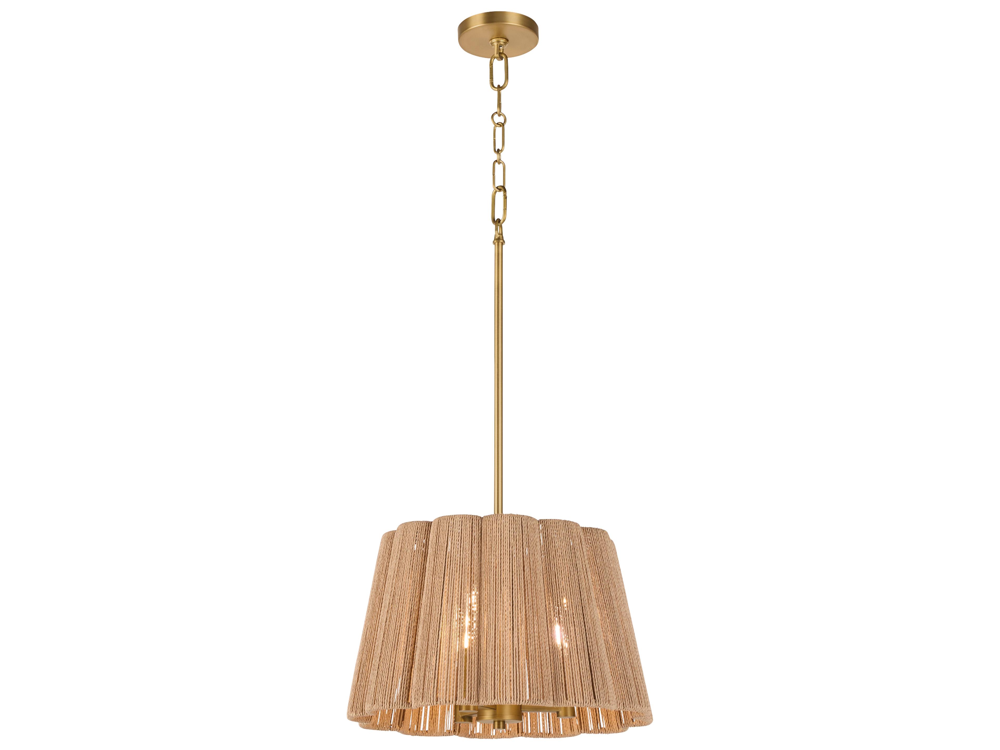 Quorum Anton 3-Light Brushed Brass Drum Pendant
