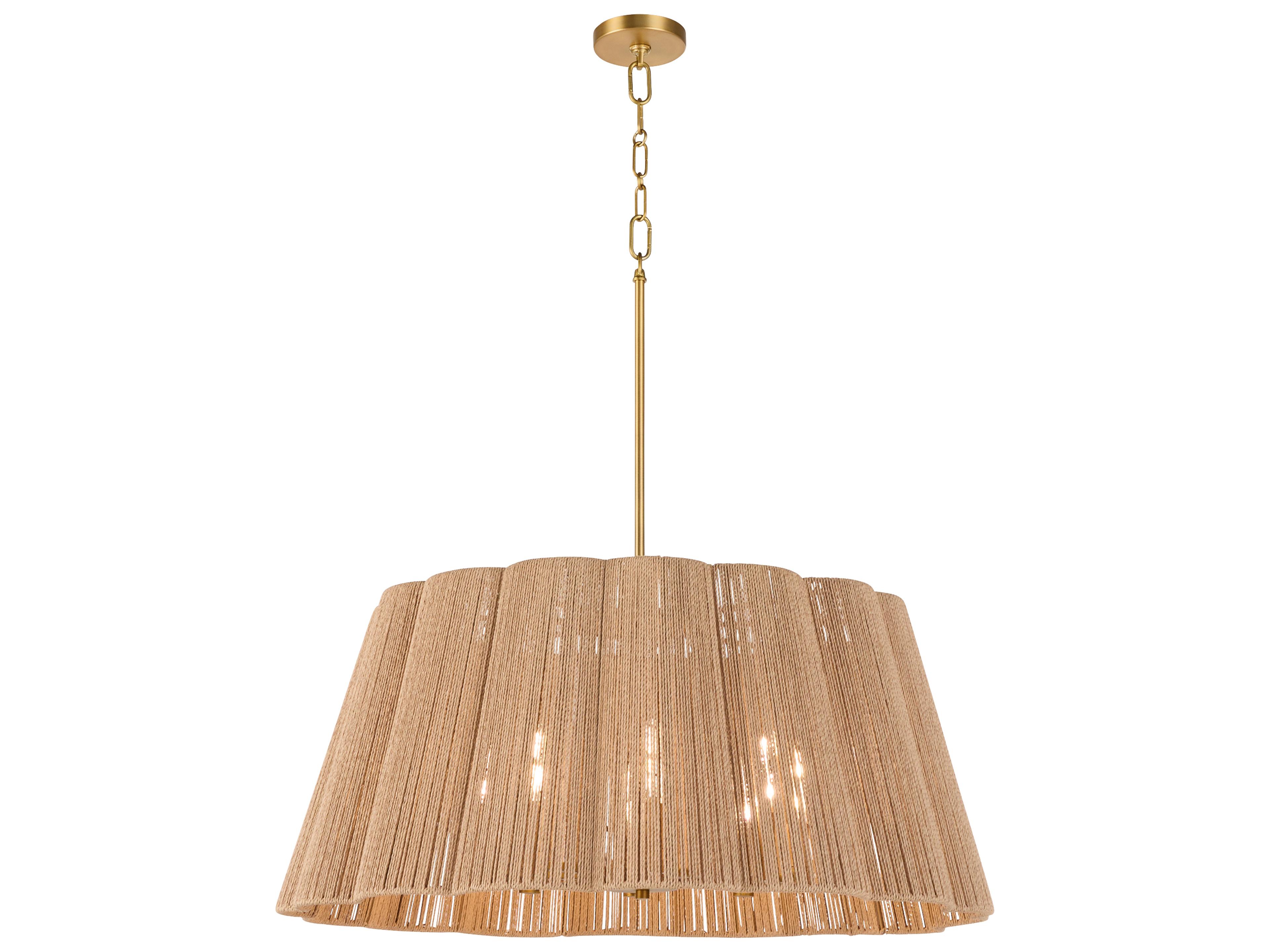 Quorum Anton 8-Light Brushed Brass Drum Pendant